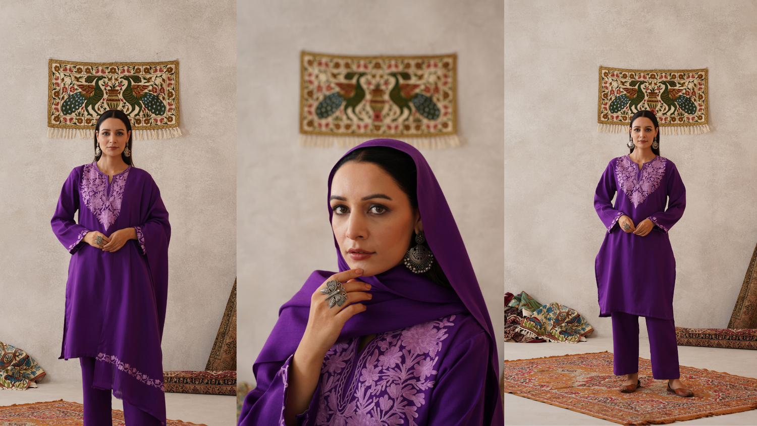 A model showcasing meHER woollen winter collection