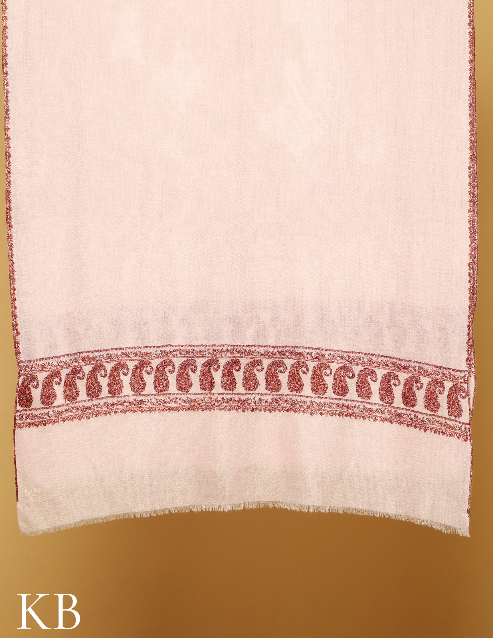 Cool Pink Sozni Embroidered Pure Pashmina Stole - Kashmir Box