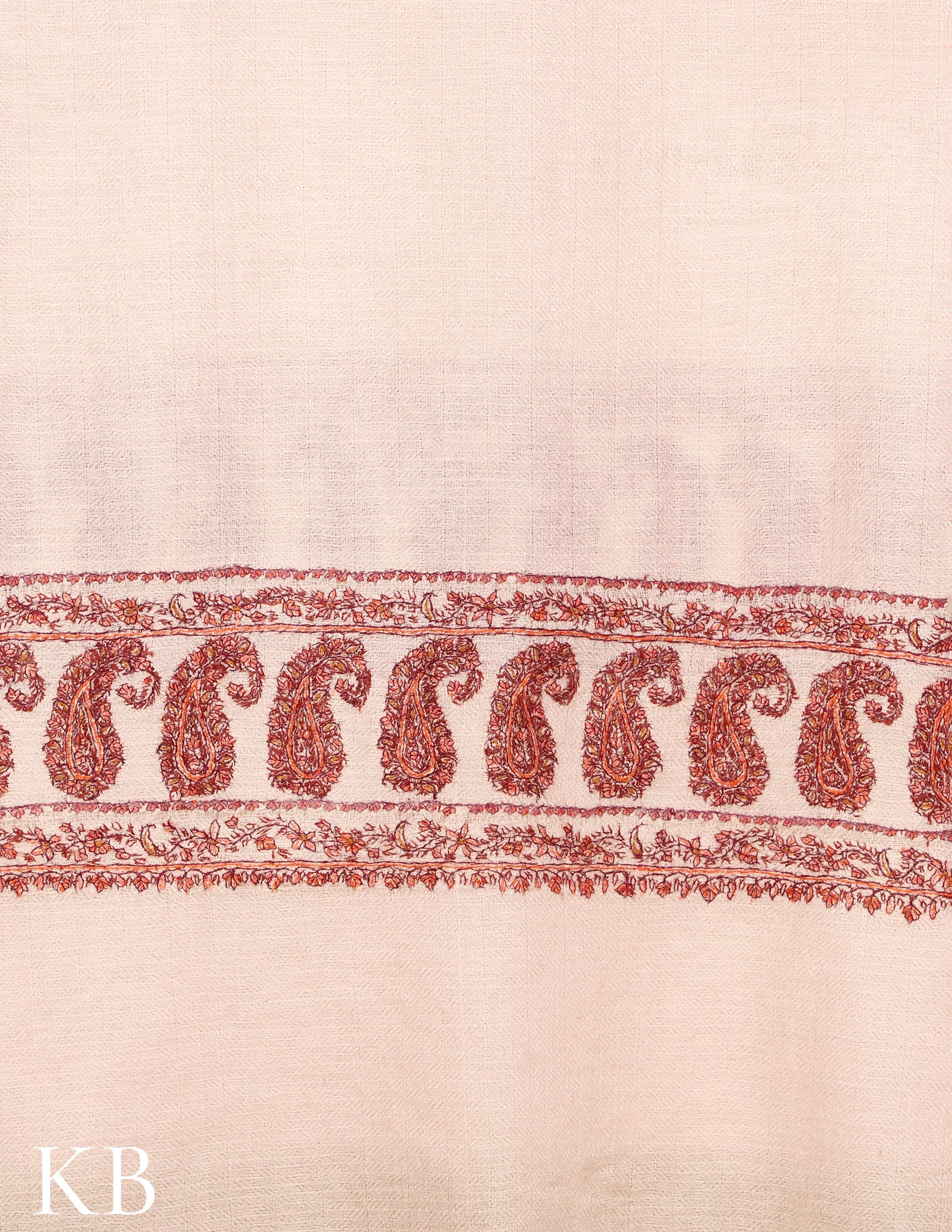 Cool Pink Sozni Embroidered Pure Pashmina Stole - Kashmir Box