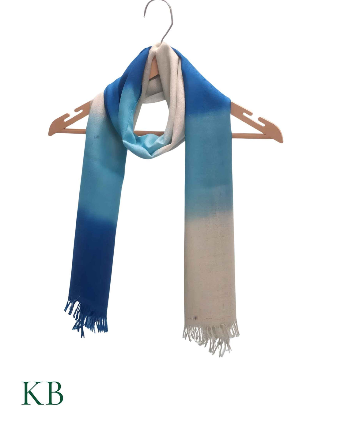 Turquoise Dip Dye Cashmere Pashmina Scarf