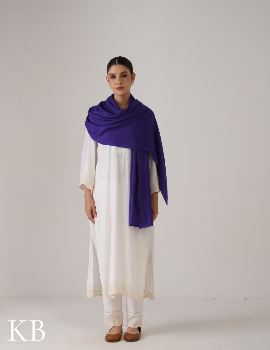 Royal Blue Solid Woollen Shawl | Everyday Warmth from Kashmir - Kashmir Box