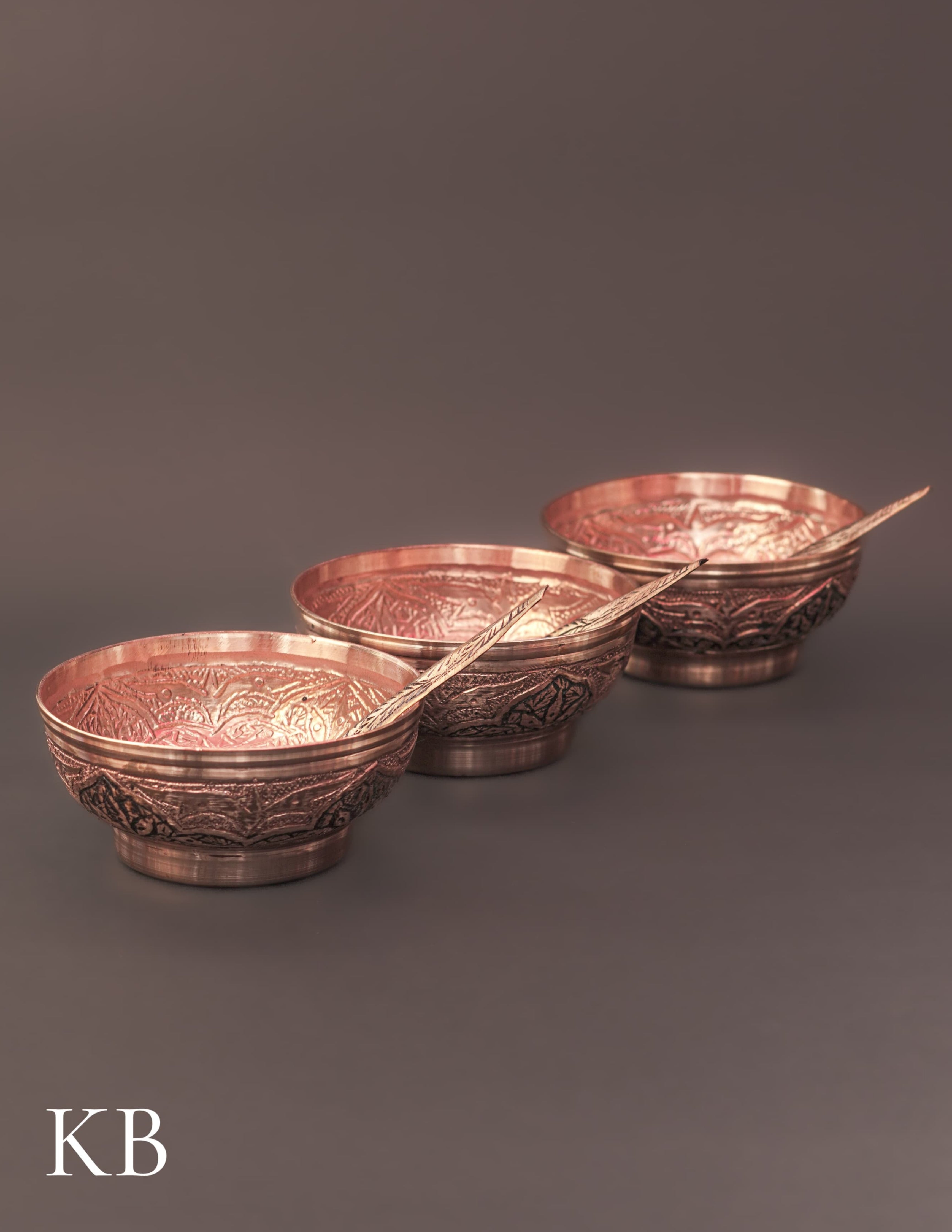 Kashmiri Copperware Small Bowl with Spoon | Artisan-Made | Handcrafted Heritage
