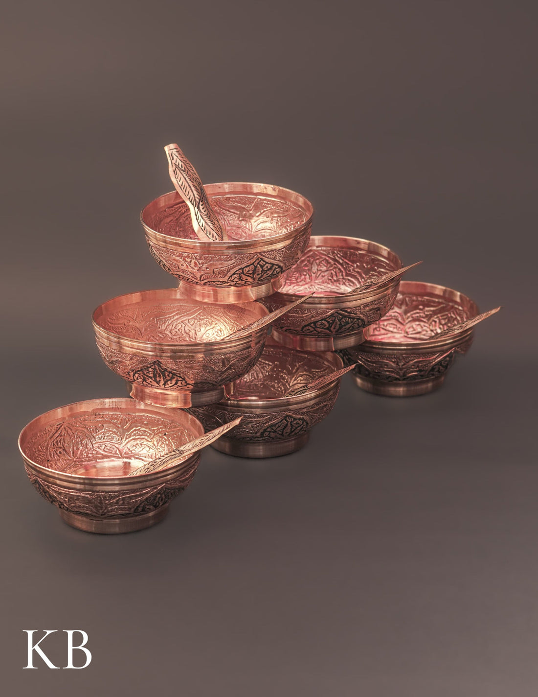 Kashmiri Copperware Small Bowl with Spoon | Artisan-Made | Handcrafted Heritage