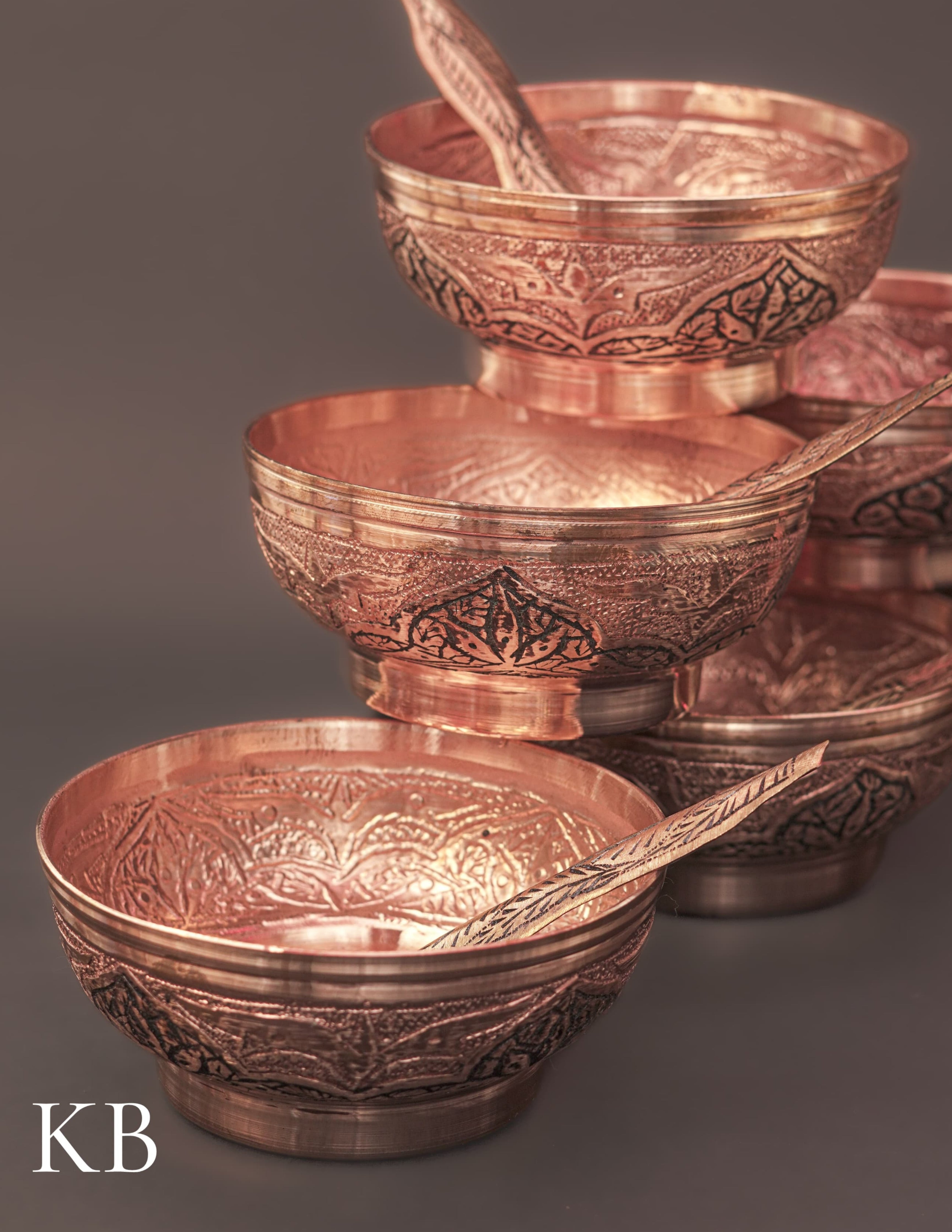 Kashmiri Copperware Small Bowl with Spoon | Artisan-Made | Handcrafted Heritage