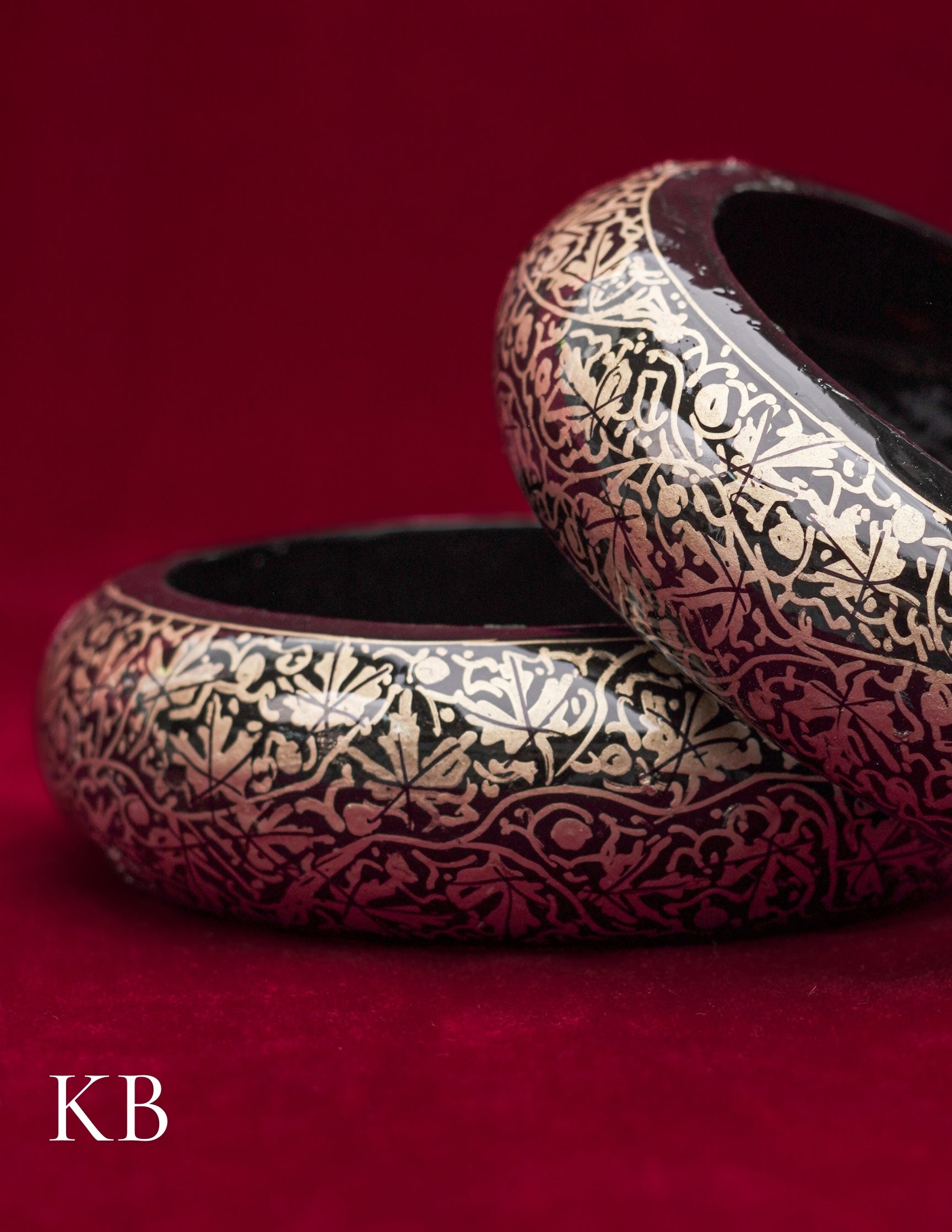 Kashmiri Papier Mâché Bangles (Set of 2, Black) | Artisan-Made | Handcrafted Heritage
