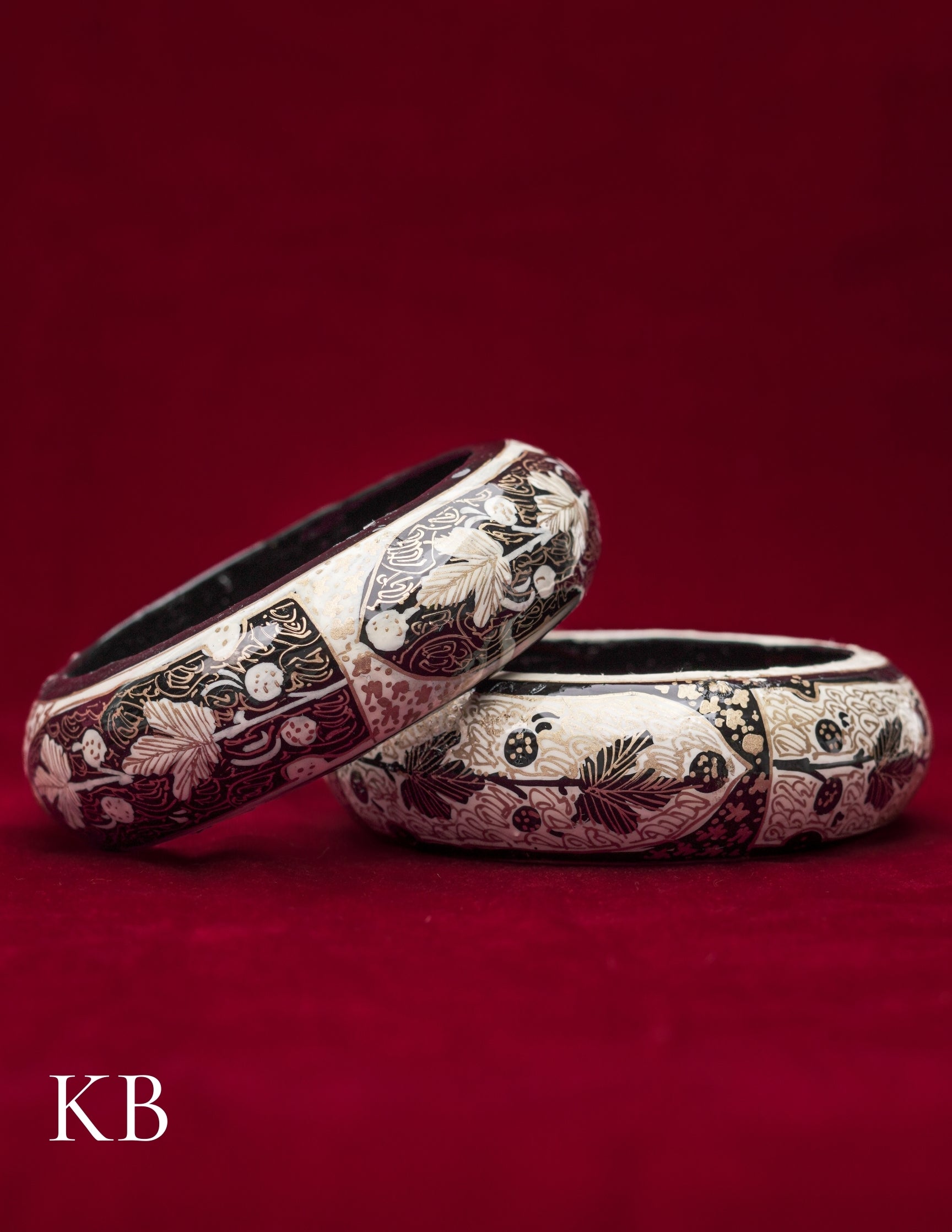 Kashmiri Papier Mâché Bangles (Set of 2, White) | Artisan-Made | Handcrafted Heritage