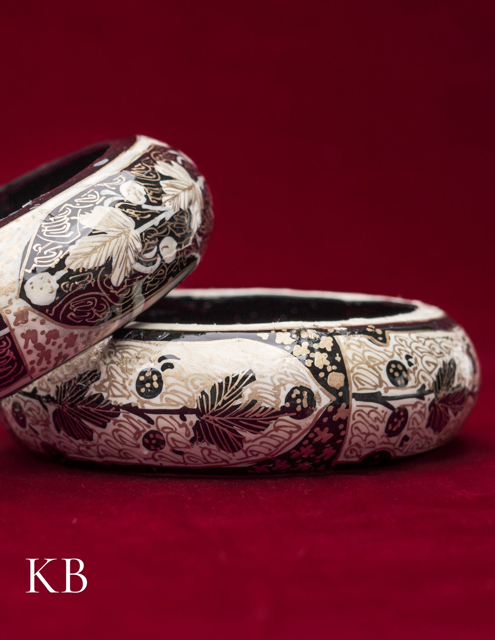 Kashmiri Papier Mâché Bangles (Set of 2, White) | Artisan-Made | Handcrafted Heritage