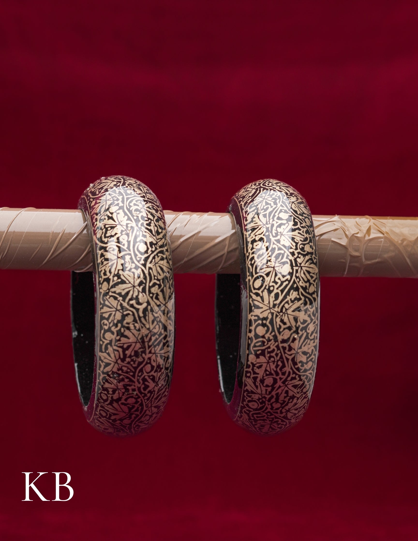 Kashmiri Papier Mâché Bangles (Set of 2, Black) | Artisan-Made | Handcrafted Heritage