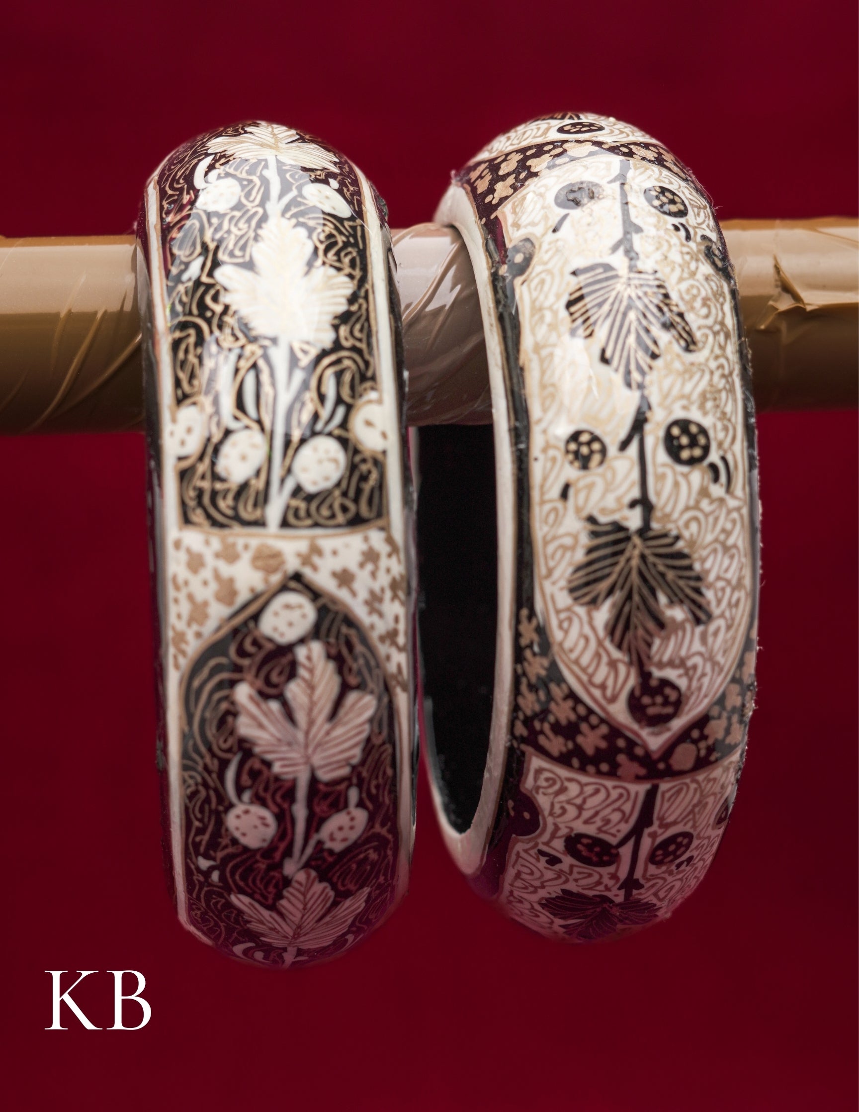Kashmiri Papier Mâché Bangles (Set of 2, White) | Artisan-Made | Handcrafted Heritage
