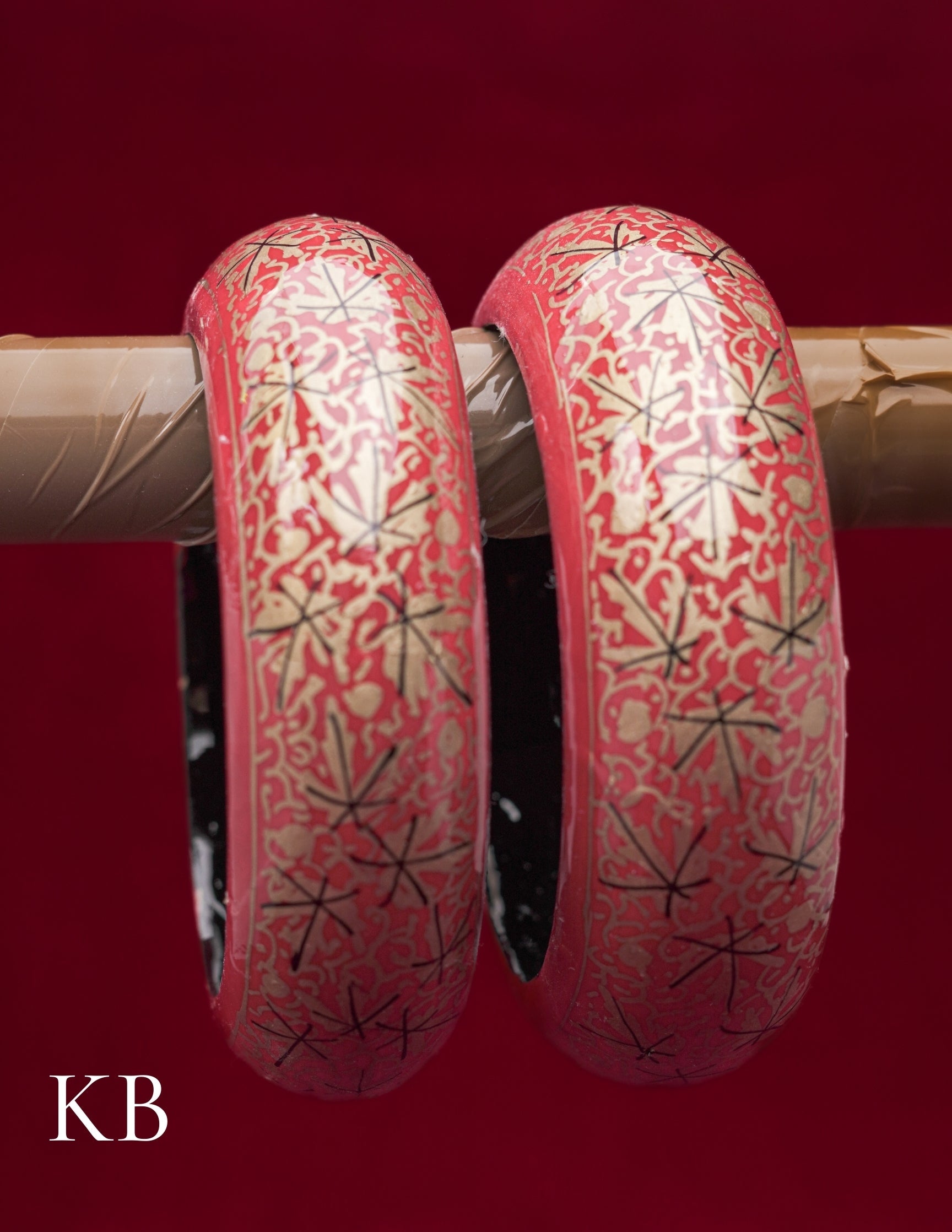 Kashmiri Papier Mâché Bangles (Set of 2, Red) | Artisan-Made | Handcrafted Heritage