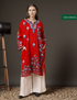 Cherry Red Aari Embroidered Pure wool Phiran - Kashmir Box