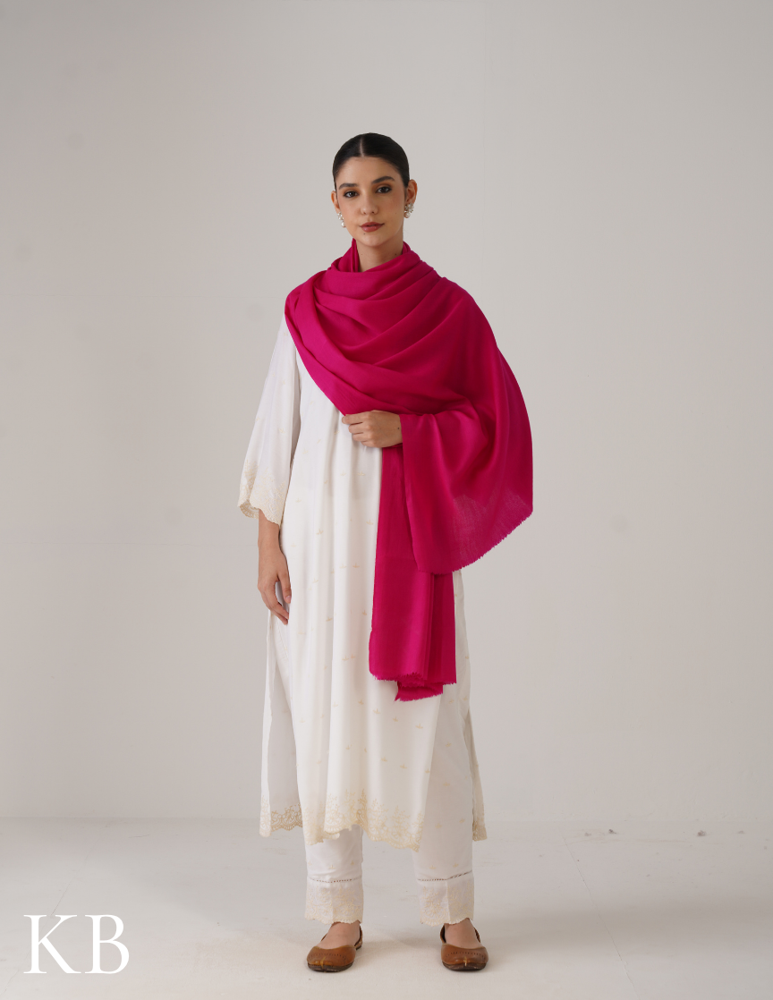 Pink Solid Woollen Shawl | Everyday Comfort & Warmth - Kashmir Box