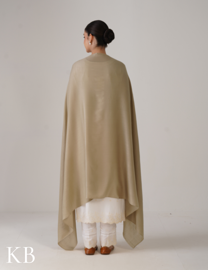 Pale Olive Green Solid Woollen Shawl | Soft Winter Neutral - Kashmir Box