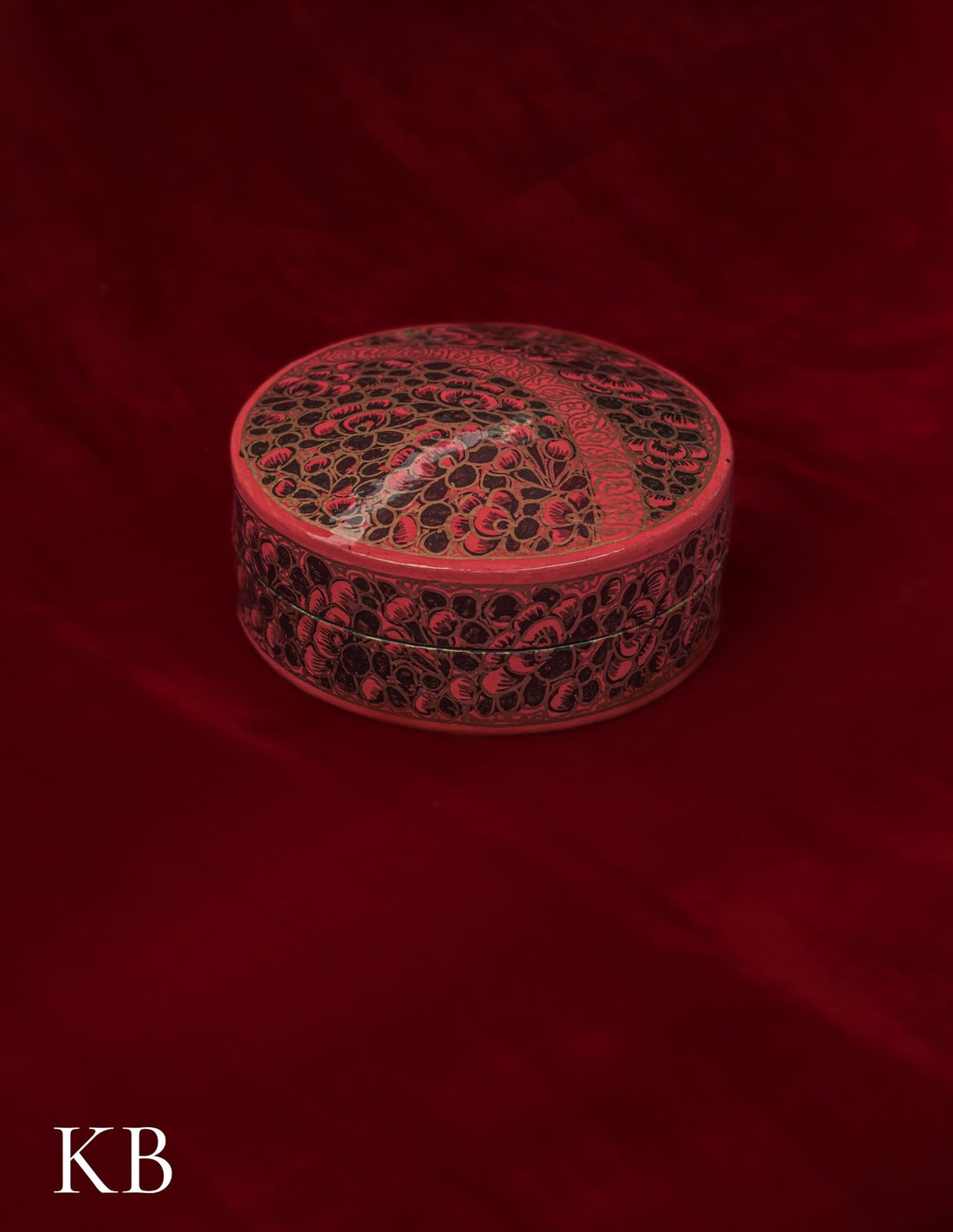 Kashmiri Papier Mâché Round Coaster Set – Hand-Painted Red Floral (Set of 6) | Artisan-Made | Handcrafted Heritage