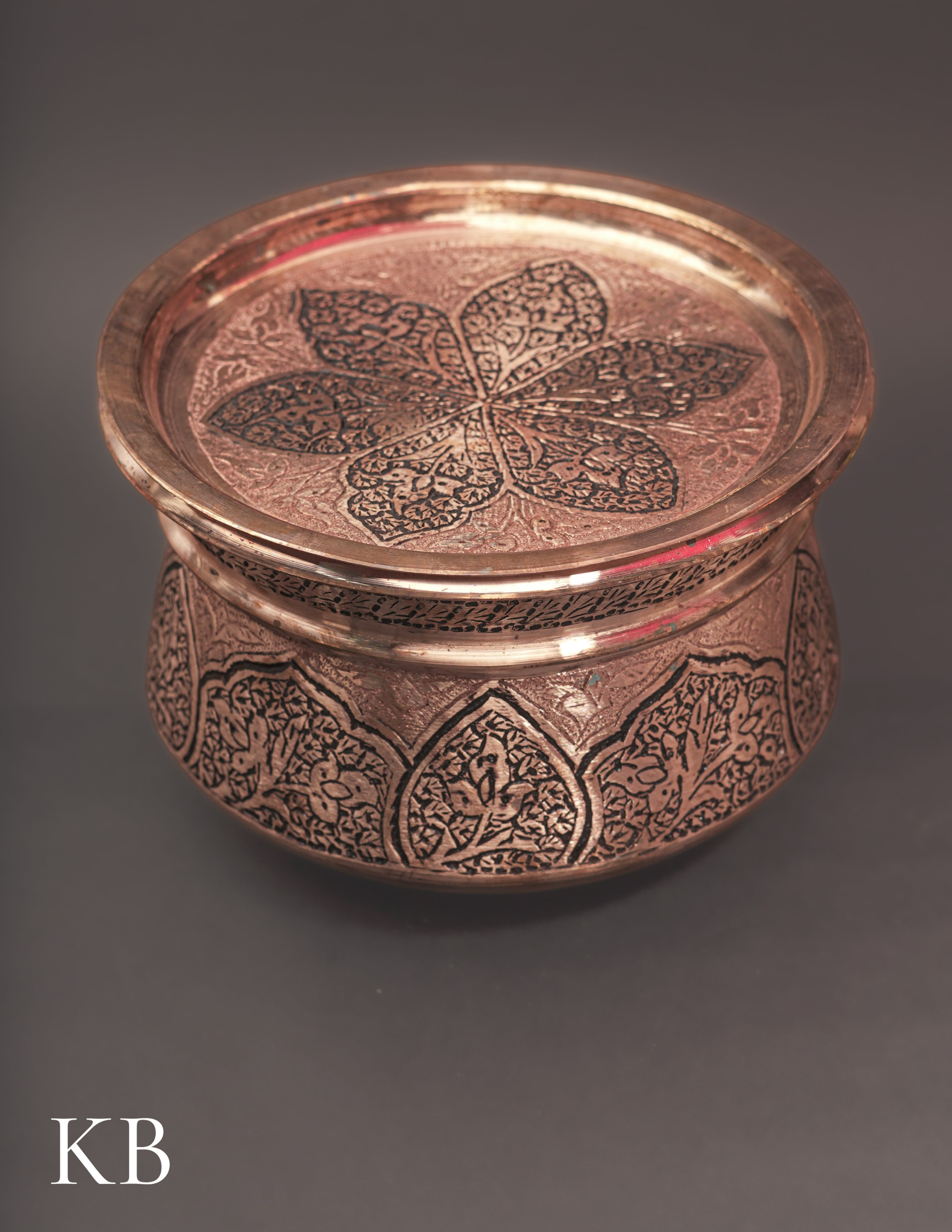 Kashmiri Copperware Curry Bowl with Lid – Artisan-Made | Handcrafted Heritage