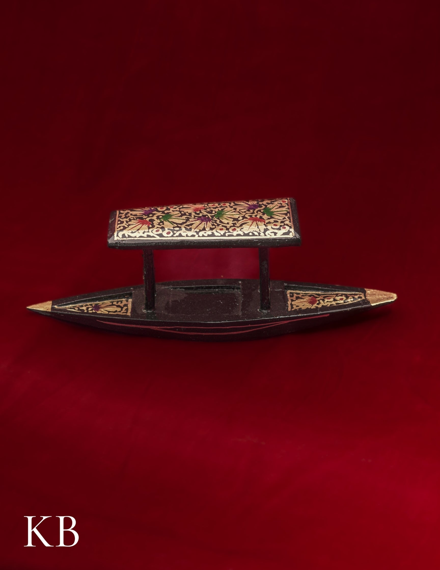 Kashmiri Papier Mâché Shikara – Hand-Painted (8.5 Inch) | Artisan-Made | Handcrafted Heritage