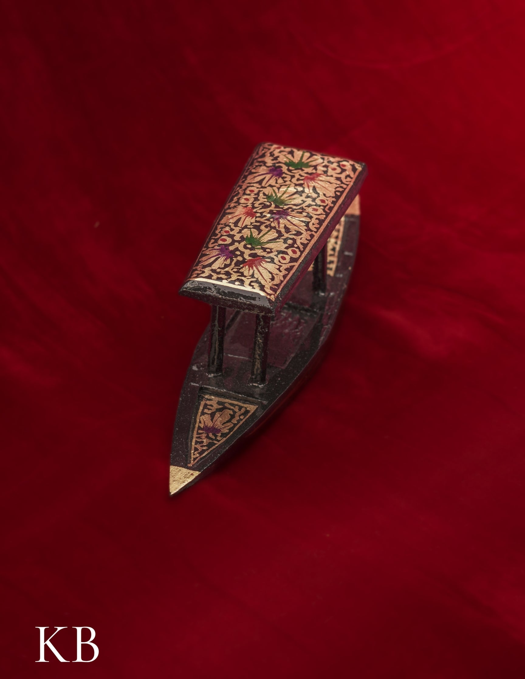 Kashmiri Papier Mâché Shikara – Hand-Painted (8.5 Inch) | Artisan-Made | Handcrafted Heritage