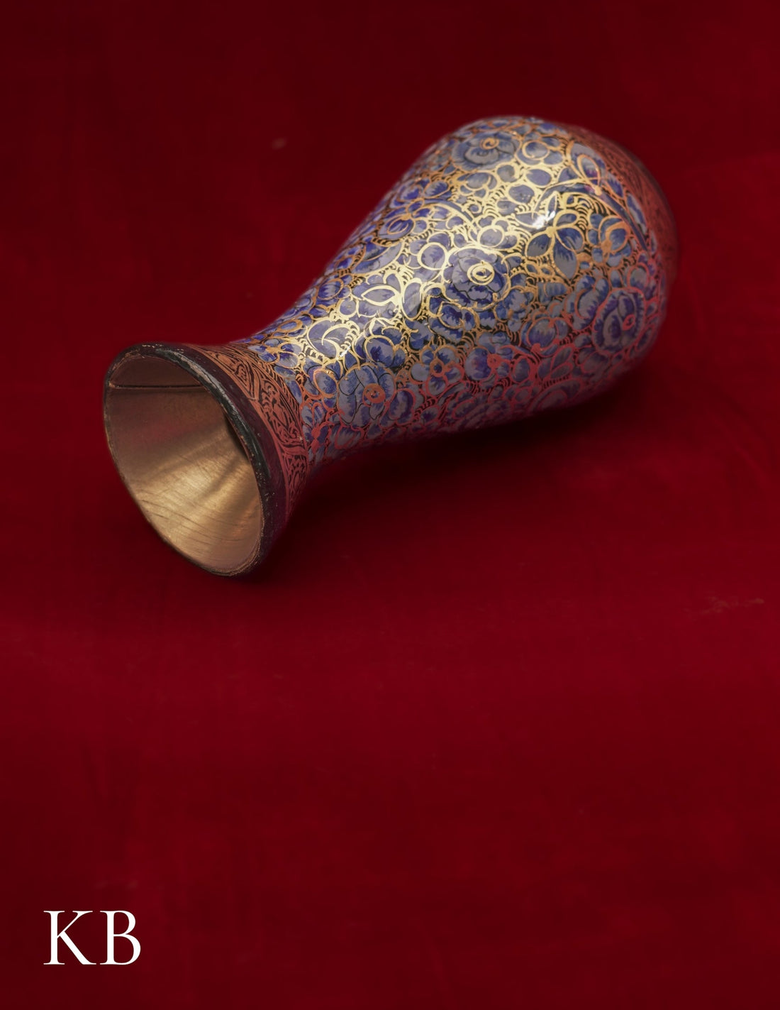 Kashmiri Papier Mâché Flower Vase – Hand-Painted Blue Floral (5 Inch) | Artisan-Made | Handcrafted Heritage