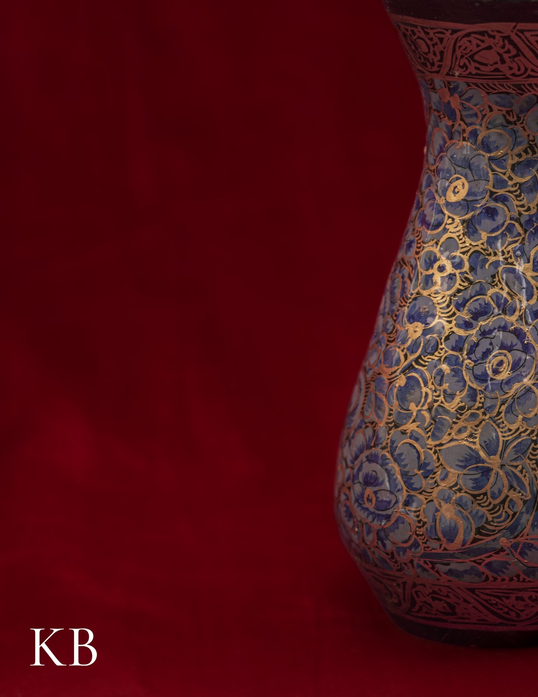 Kashmiri Papier Mâché Flower Vase – Hand-Painted Blue Floral (5 Inch) | Artisan-Made | Handcrafted Heritage