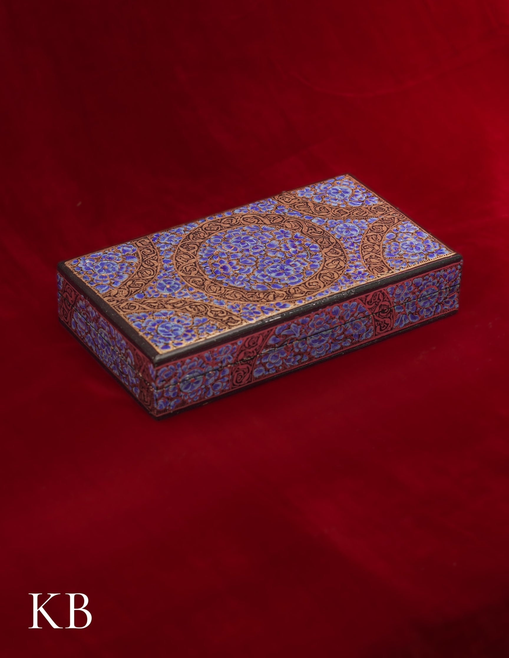 Kashmiri Papier Mâché Rectangular Box (Blue) | Artisan-Made | Handcrafted Heritage