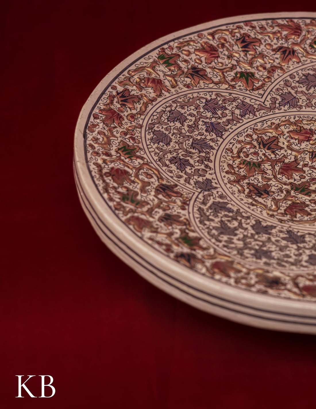 Kashmiri Papier Mâché Wall Plate – Hand-Painted White Base (10 Inch) | Artisan-Made | Handcrafted Heritage