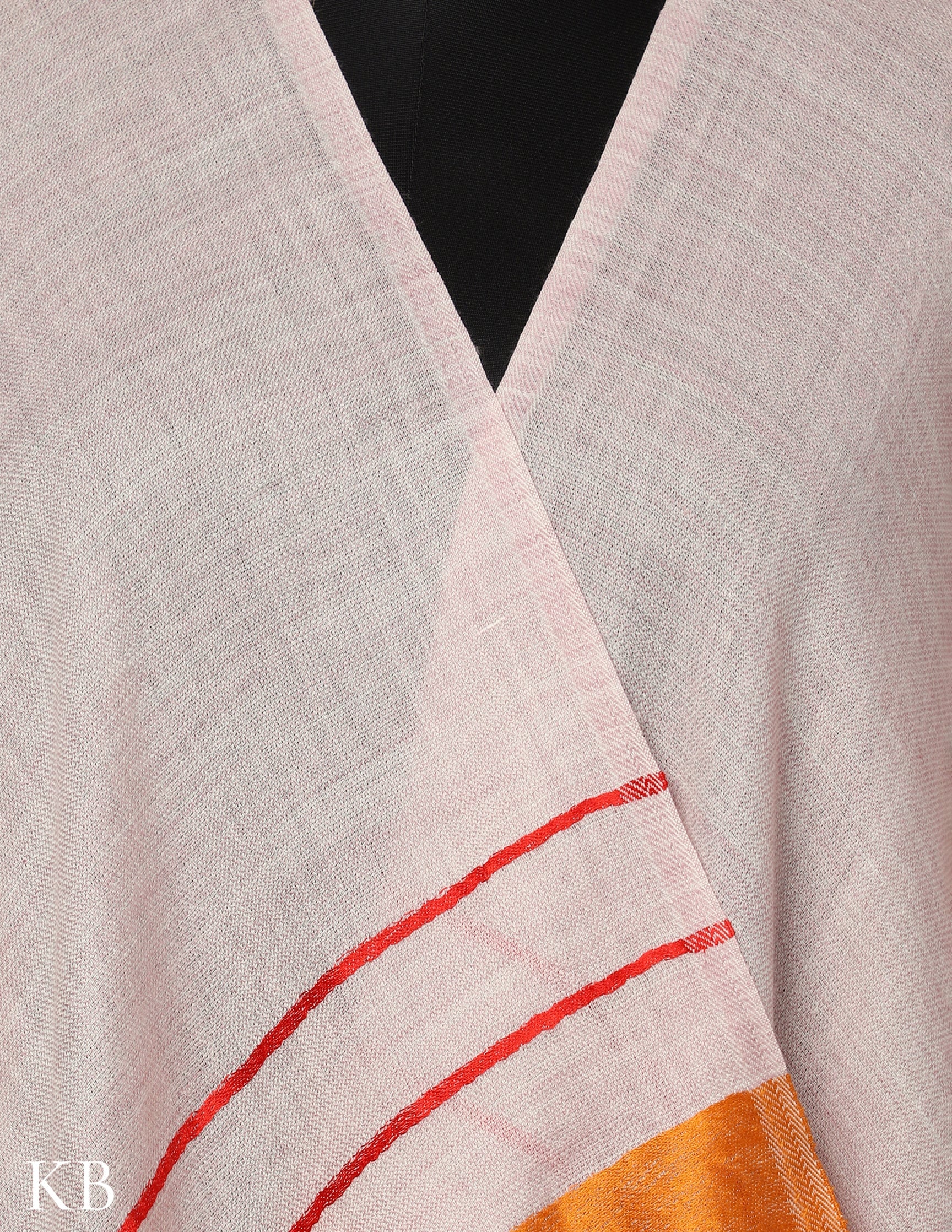 Pastel Pink Silk Palla Stole - Kashmir Box