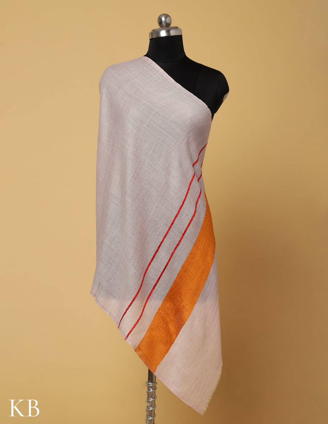 Pastel Pink Silk Palla Stole - Kashmir Box