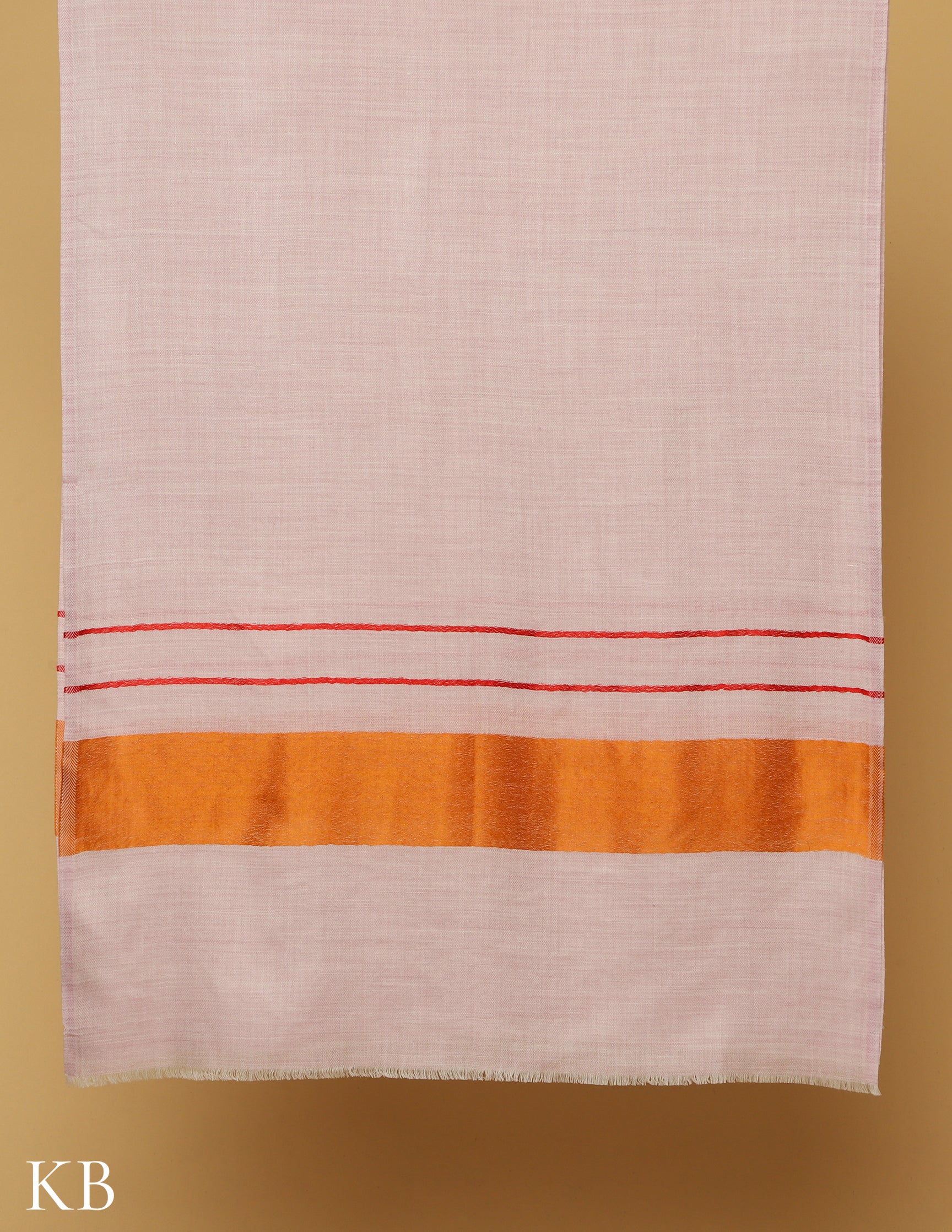Pastel Pink Silk Palla Stole - Kashmir Box