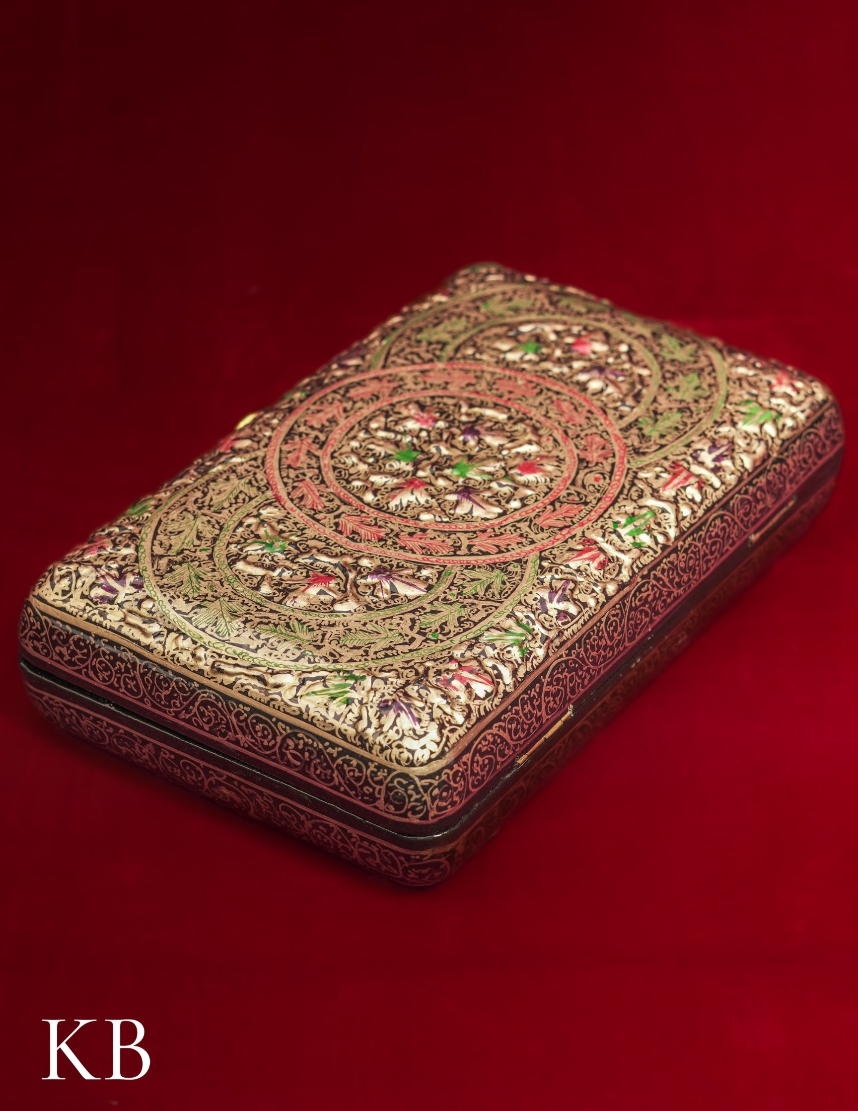 Kashmiri Papier Mâché Clutch – Large Black Hand-Painted | Artisan-Made | Handcrafted Heritage