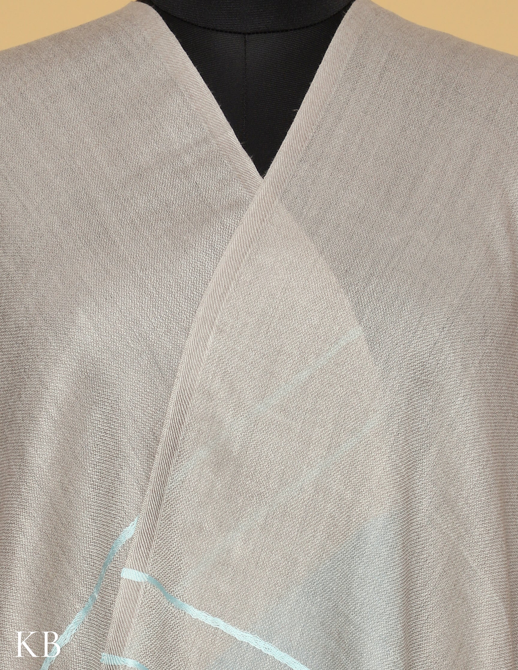 Grey Silk Palla Stole - Kashmir Box