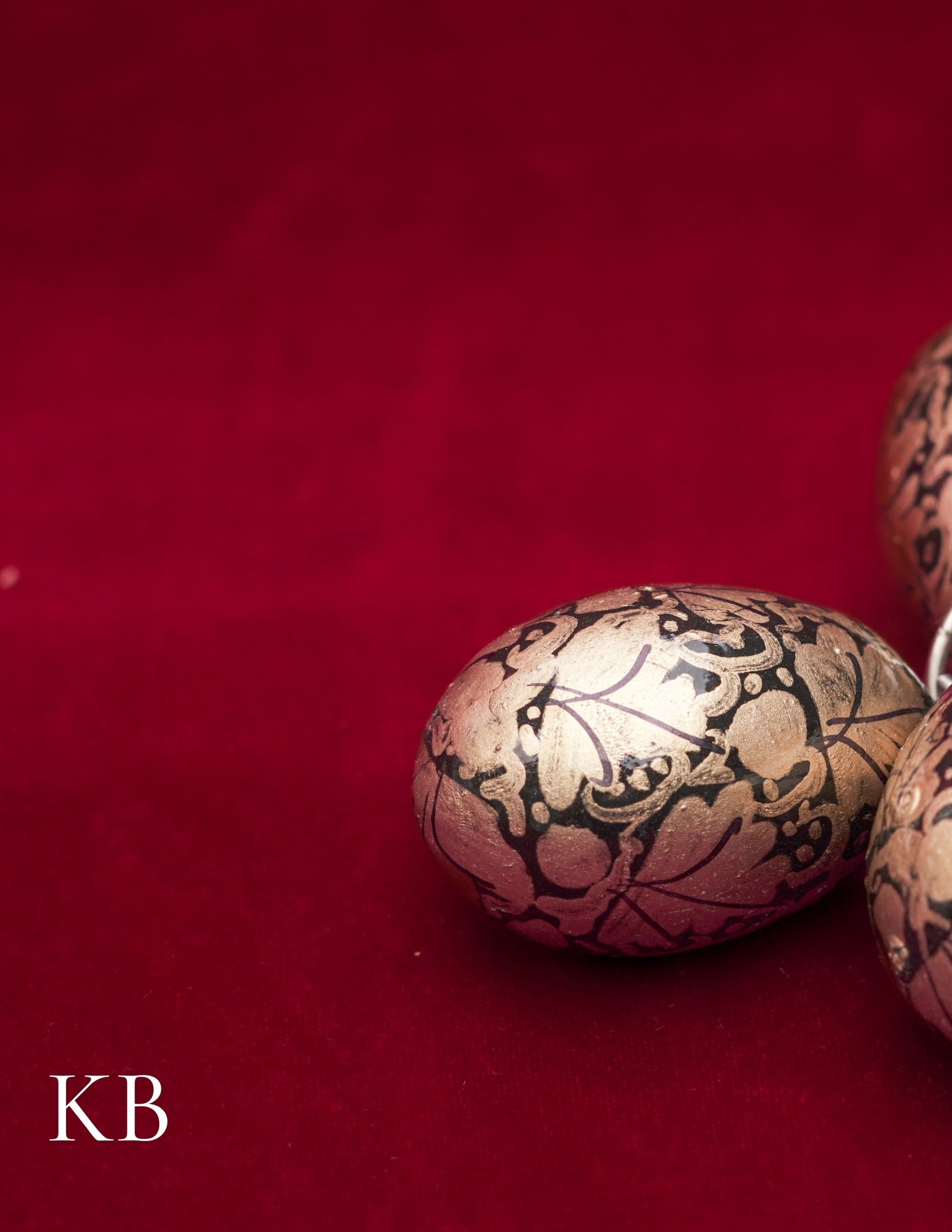Kashmiri Papier Mâché Key Chain Set (3 pcs) – Hand-Painted Golden Floral | Artisan-Made | Handcrafted Heritage
