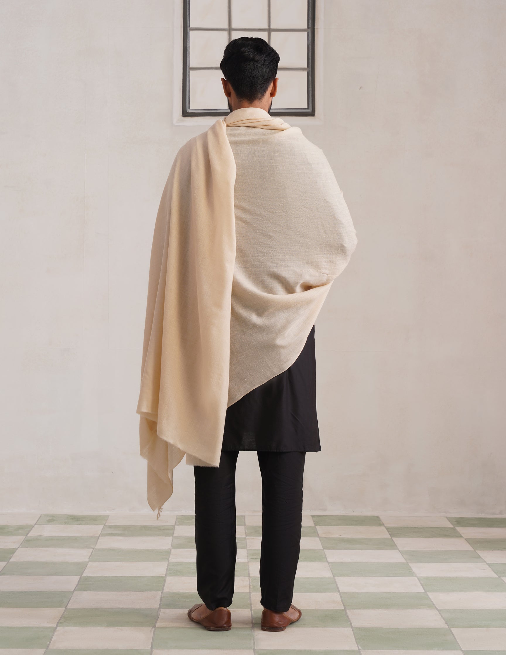 Solid Pashmina Off White Shawl – White