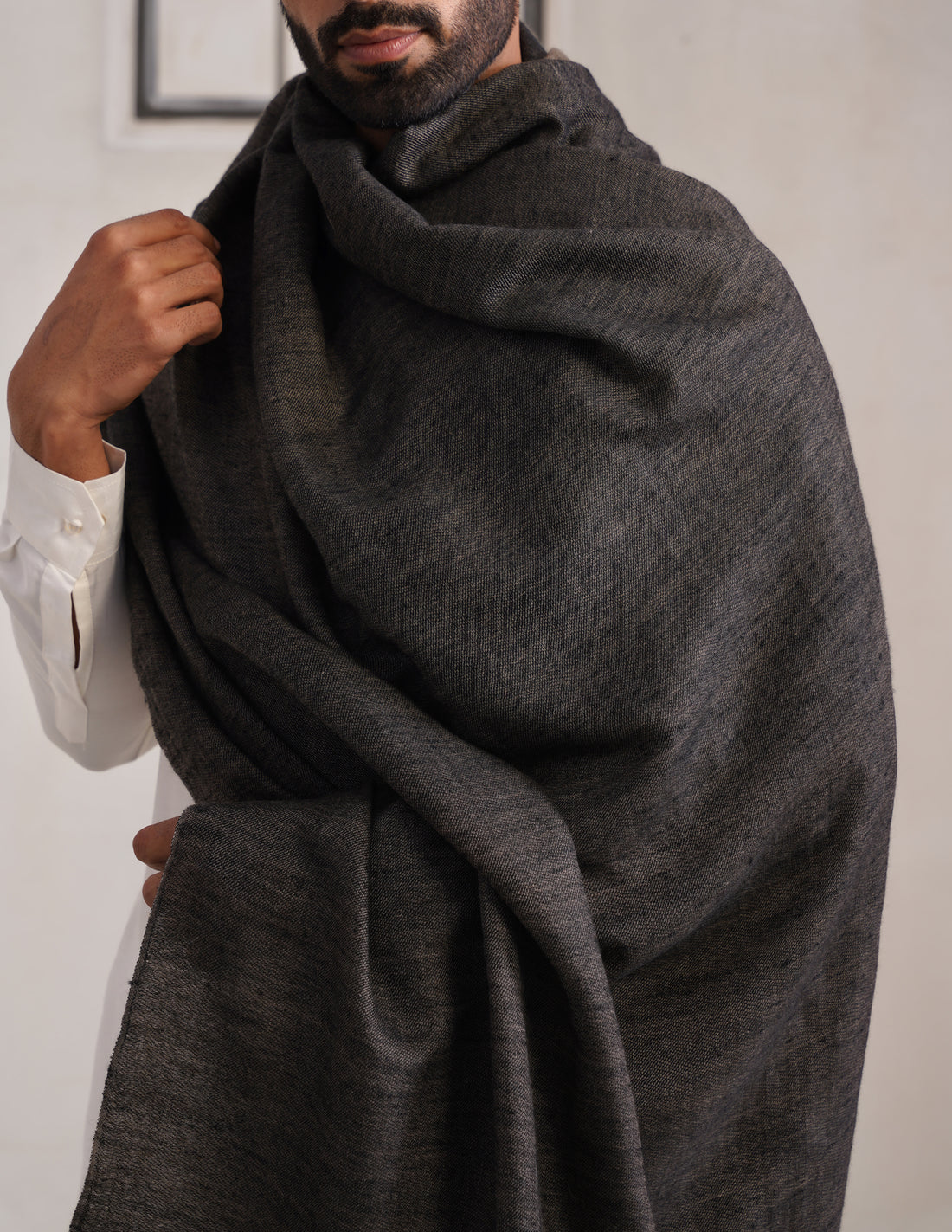 Reversible Pashmina Shawl – Grey & Black