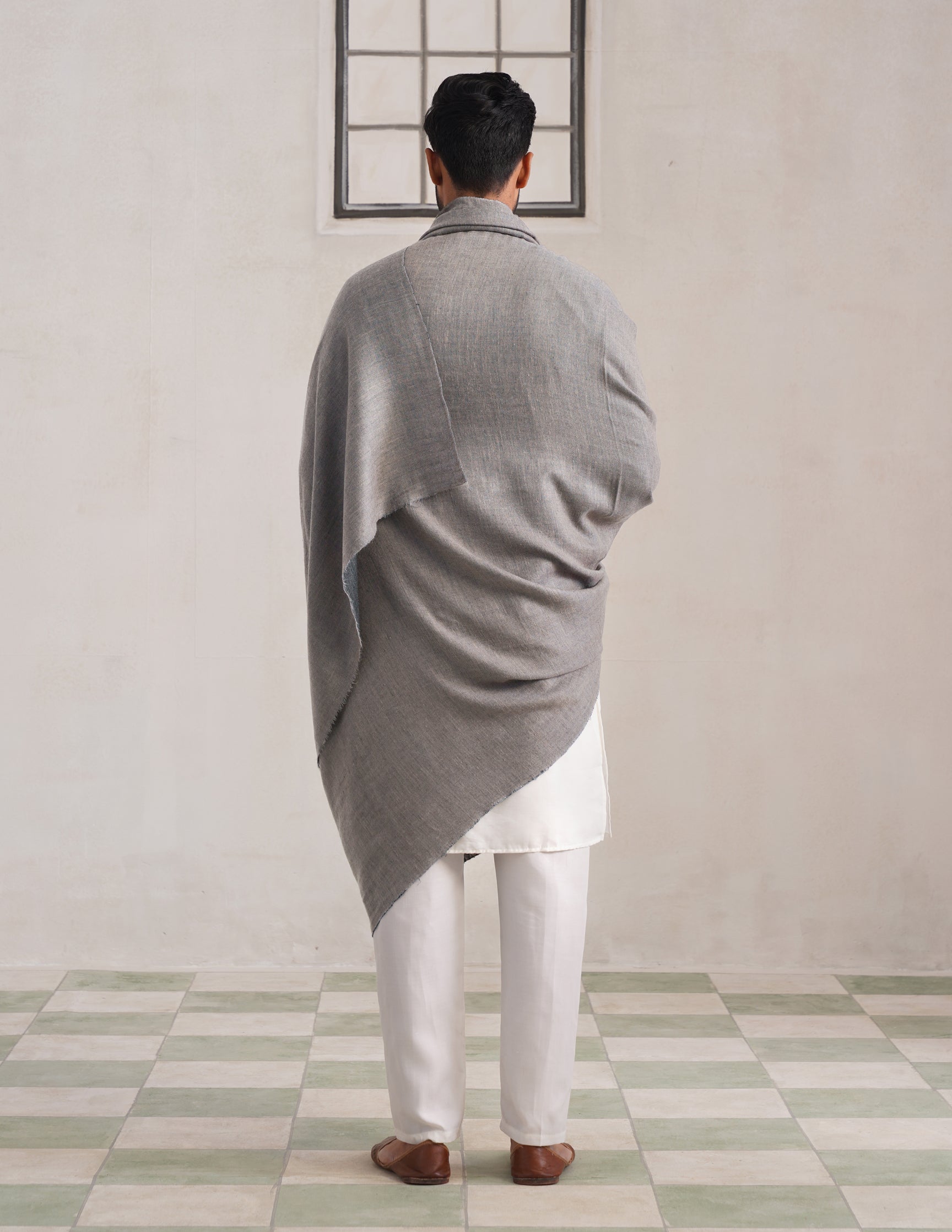 Reversible Pashmina Shawl – Grey & Black