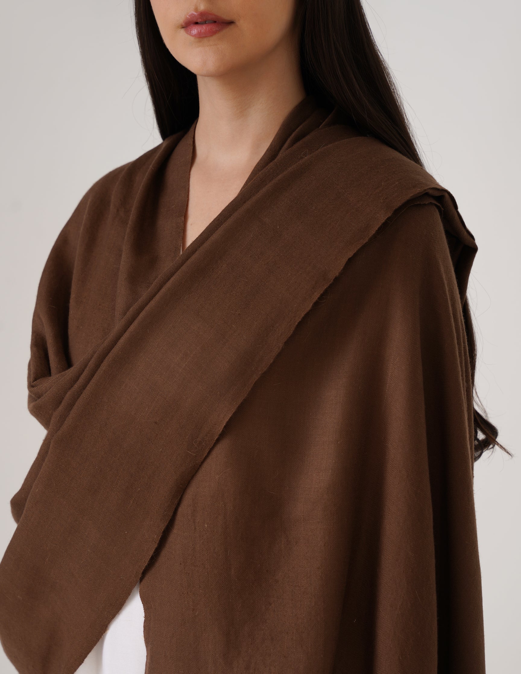 Kashmiri Handwoven Solid Cashmere Pashmina Shawl – Tawny Brown | Handwoven Heritage