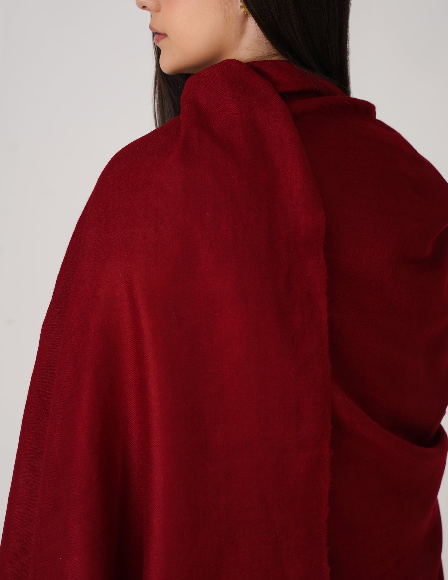 Kashmiri Handwoven Solid Cashmere Pashmina Shawl – Maroon | Handwoven Heritage