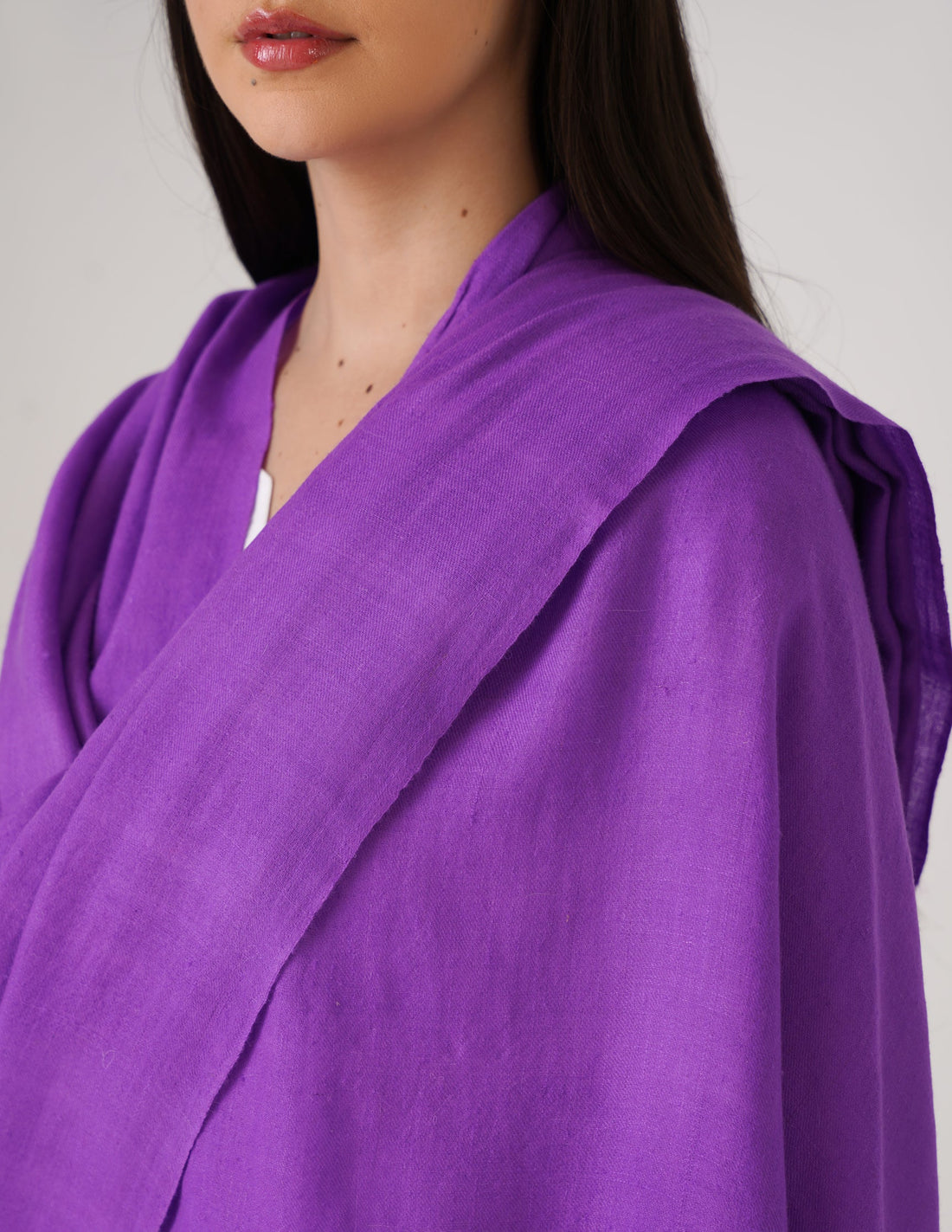 Kashmiri Handwoven Solid Cashmere Pashmina Shawl – Amethyst Purple | Handwoven Heritage
