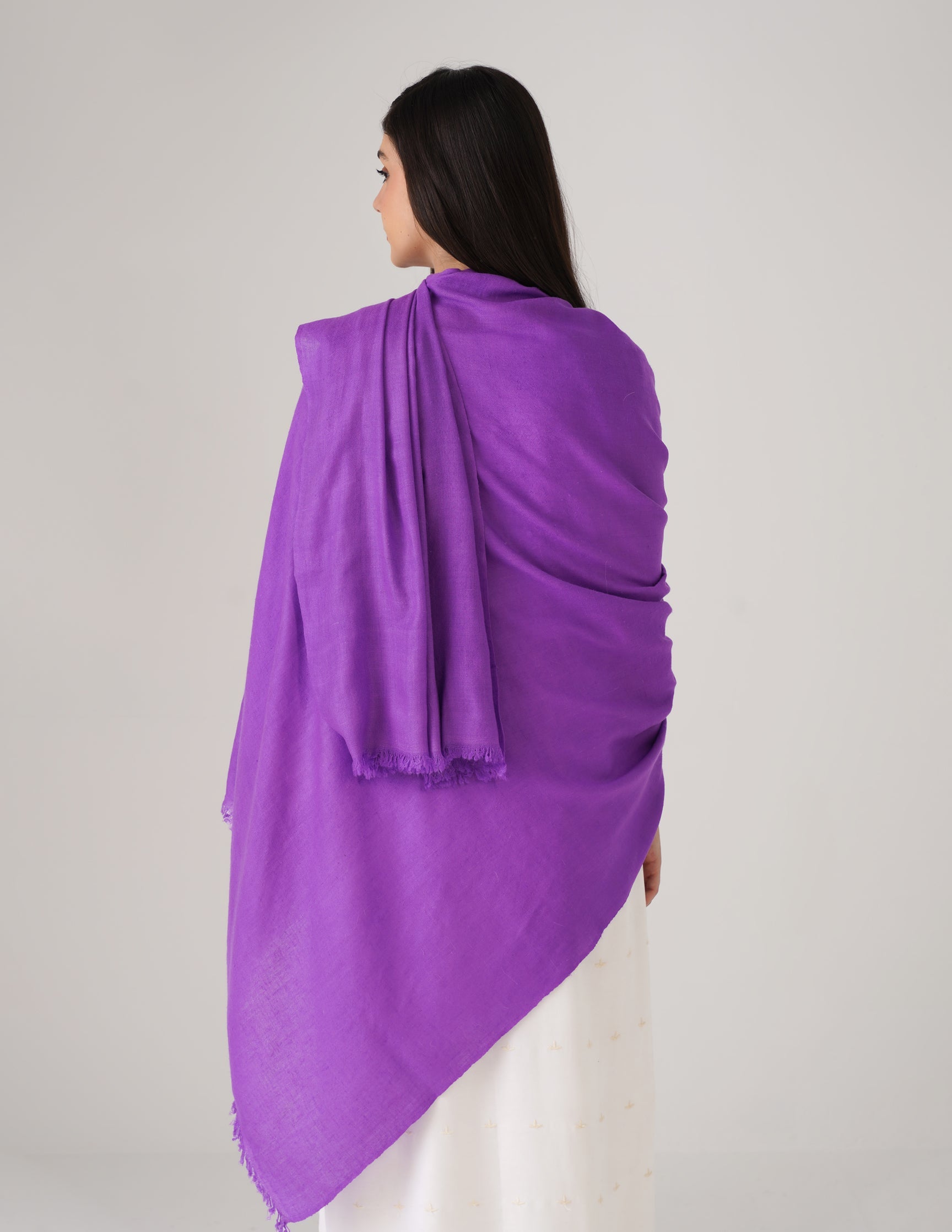 Kashmiri Handwoven Solid Cashmere Pashmina Shawl – Amethyst Purple | Handwoven Heritage