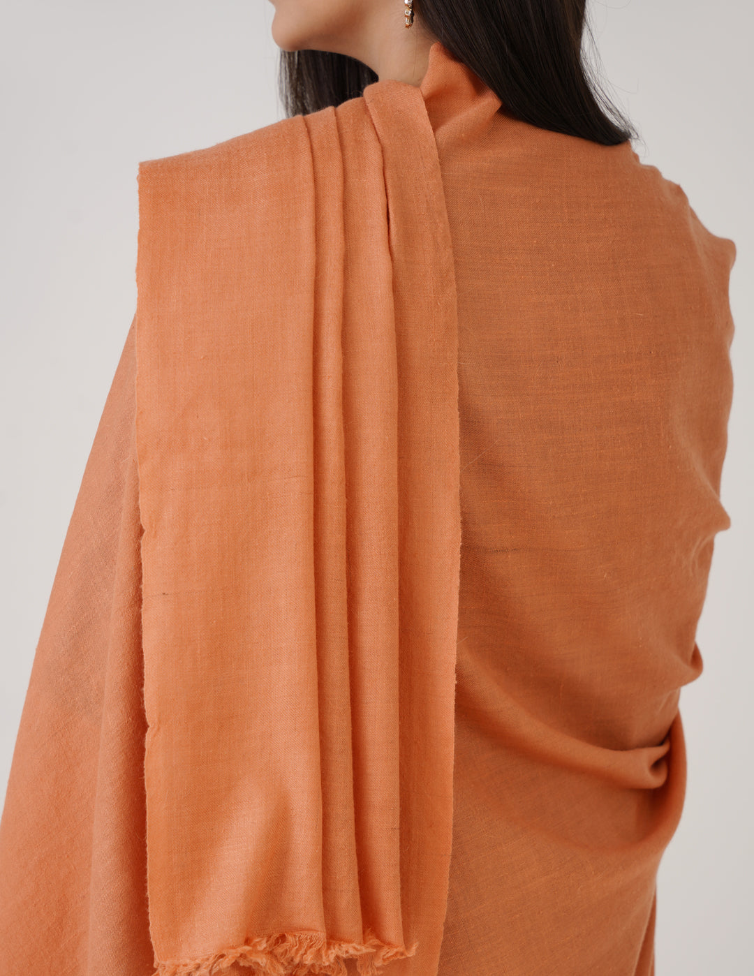 Kashmiri Handwoven Solid Cashmere Pashmina Shawl – Peach | Handwoven Heritage