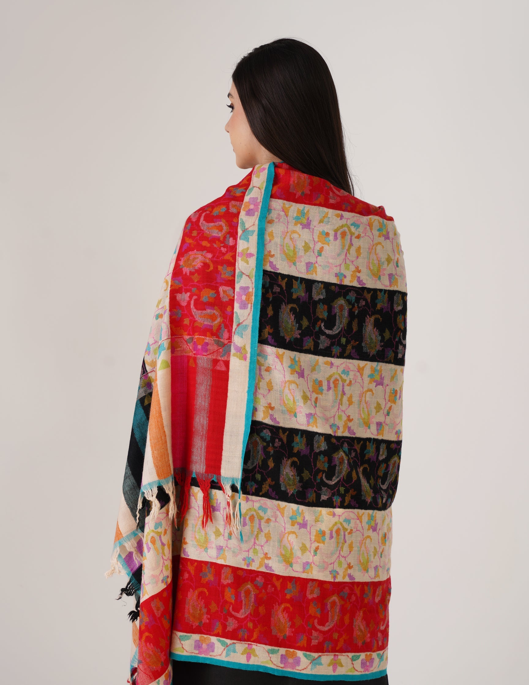 Kashmiri Handwoven Kani Embroidered Pashmina Shawl – Multicolour | Kalamkari Heritage - Kashmir Box