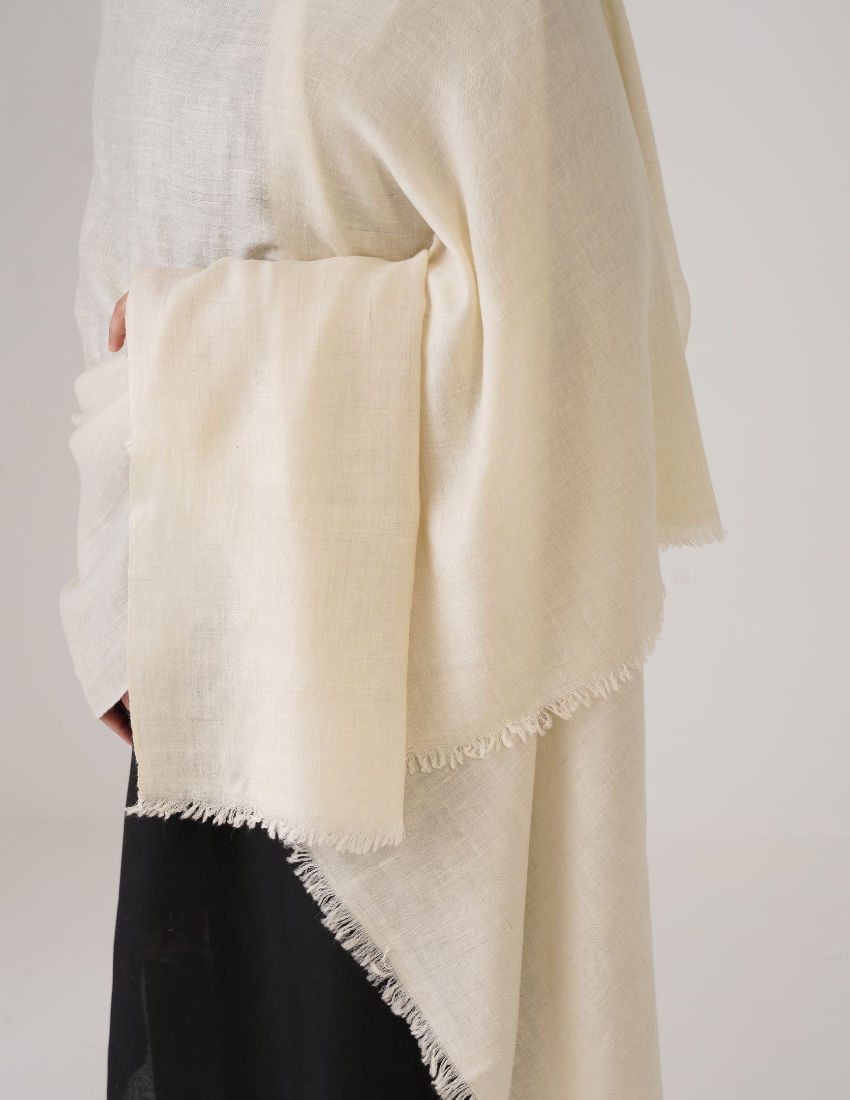 Kashmiri Handwoven Solid Cashmere Pashmina Shawl – Off White | Handwoven Heritage