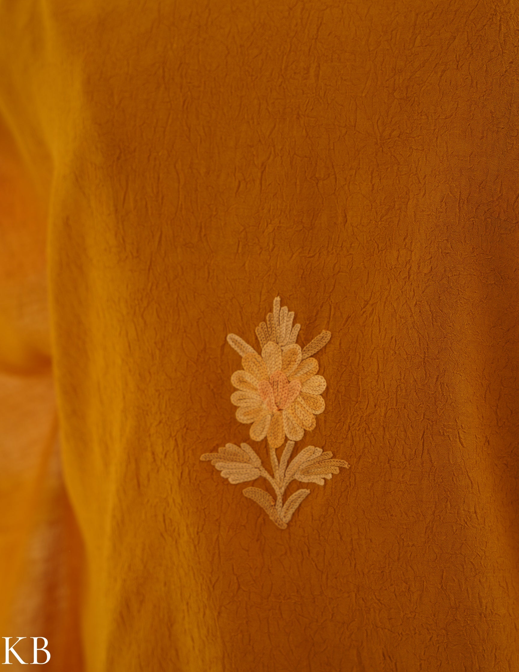 Mustard Brown Aari Embroidered Cotton Kaftan Set | Comfortable Loose-Fit Coordinated Outfit | Summer Ethnic Wear - Kashmir Box