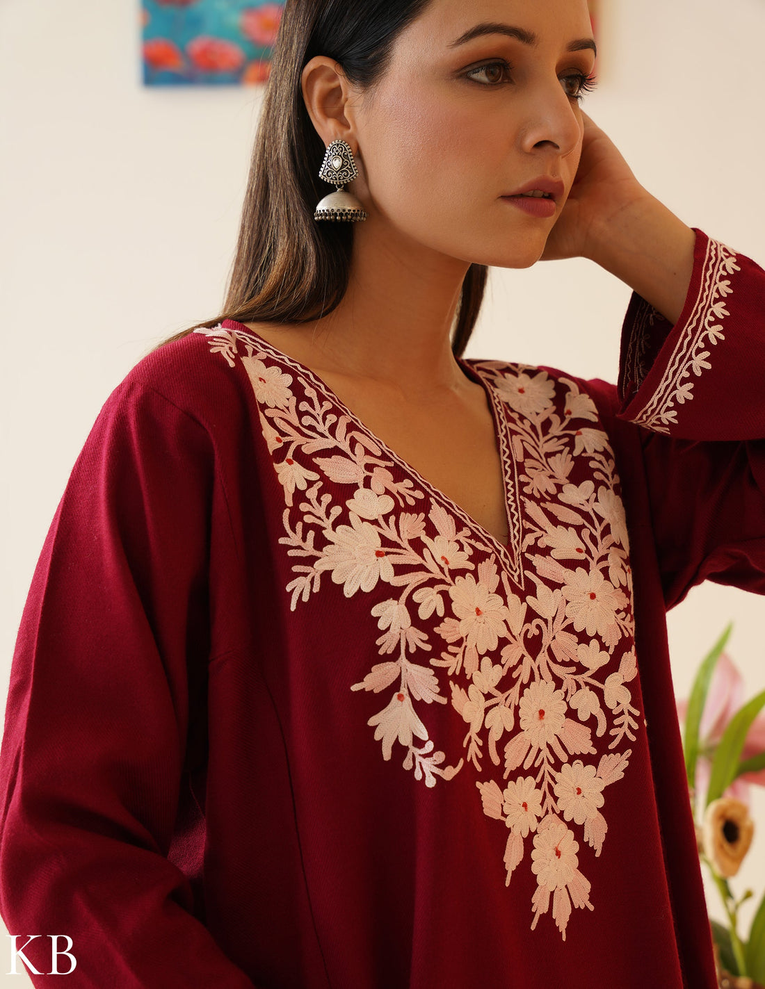 Rang-e-Khizan Cherry Blush Aari Phiran - Kashmir Box