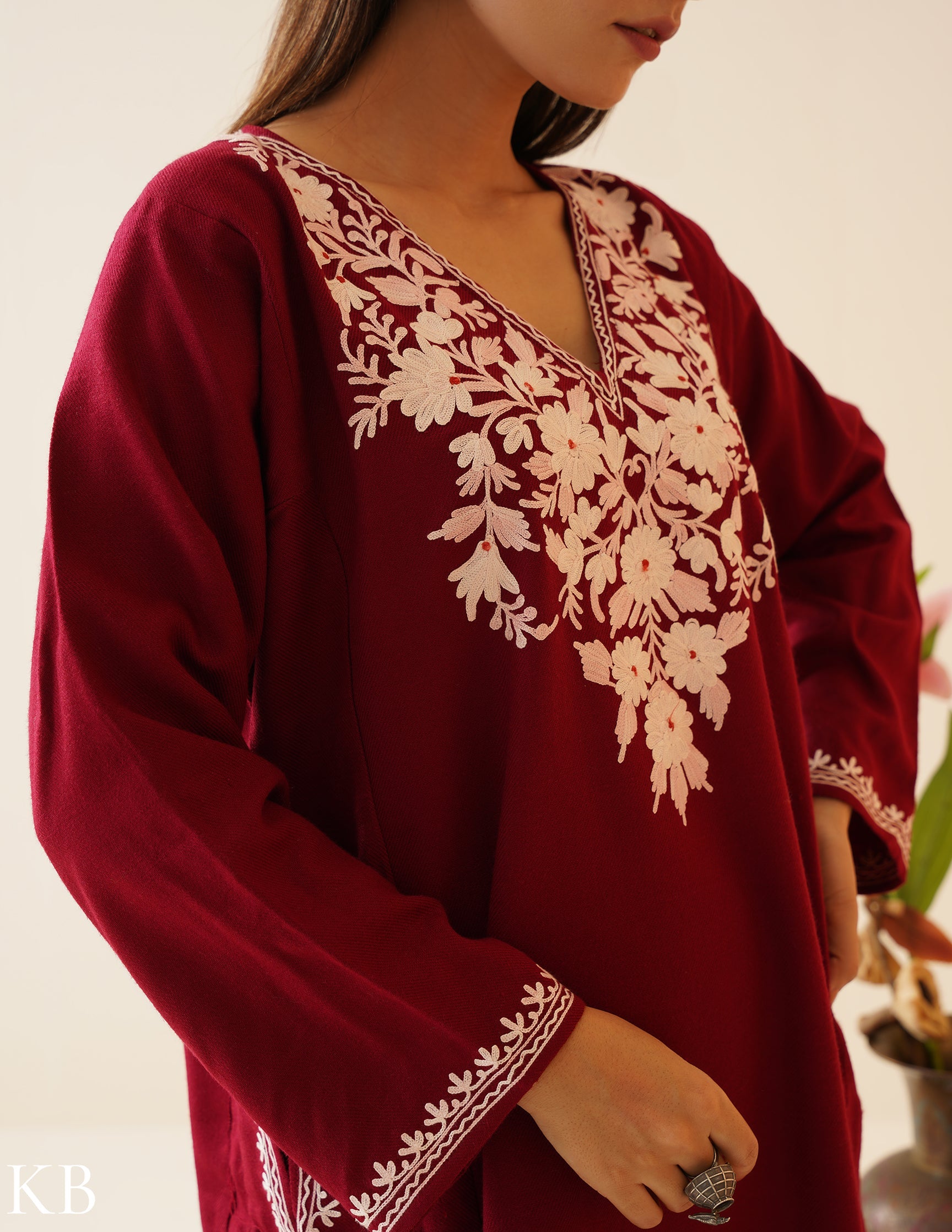 Rang-e-Khizan Cherry Blush Aari Phiran - Kashmir Box