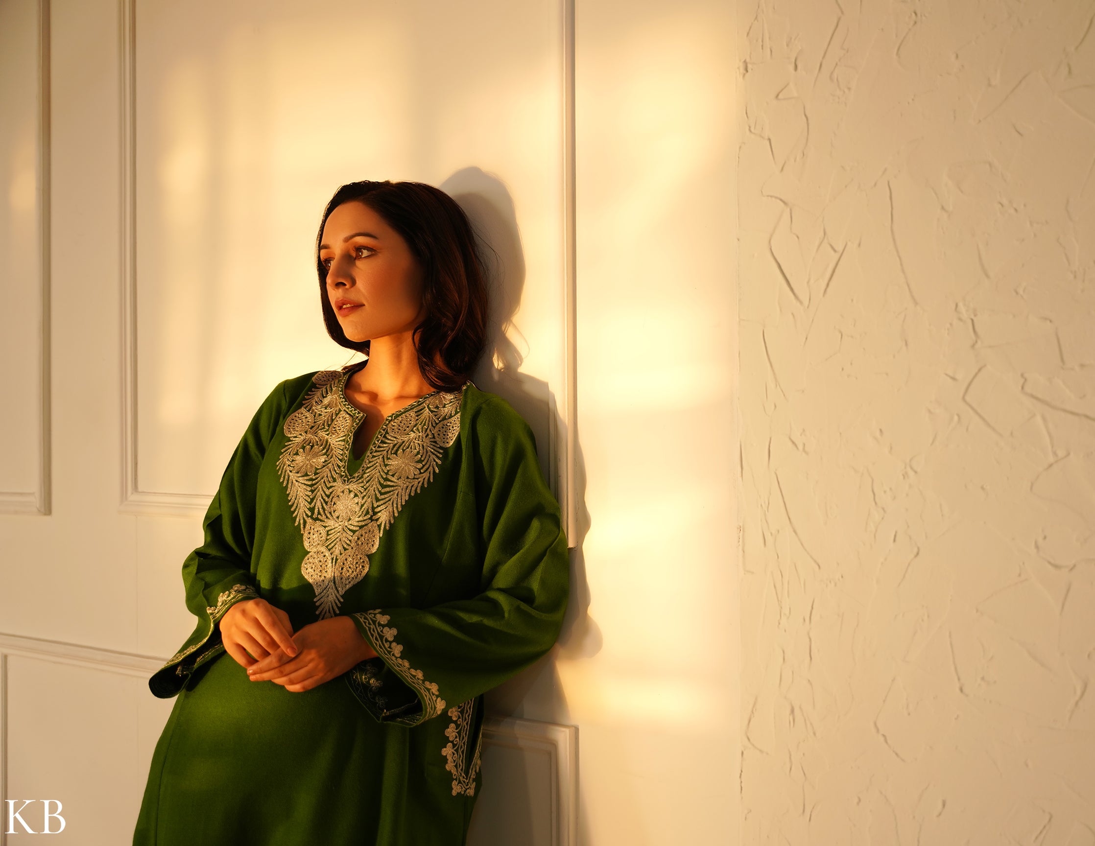 Rang-e-Khizan Forest Green Zari Gold Phiran