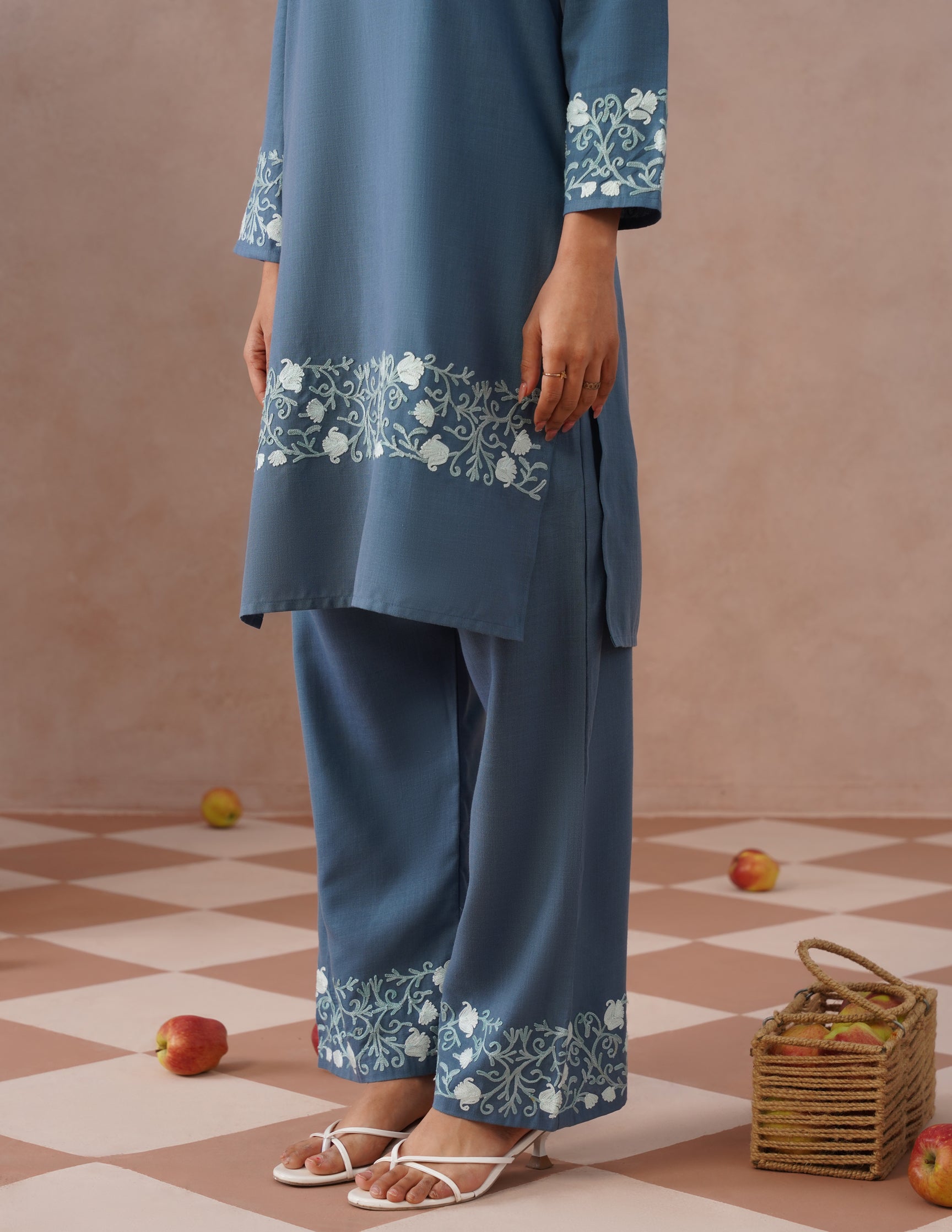 Slate Grey Cotton Coordset – Minimalist Plain | Office & Casual Ethnic Wear - Kashmir Box