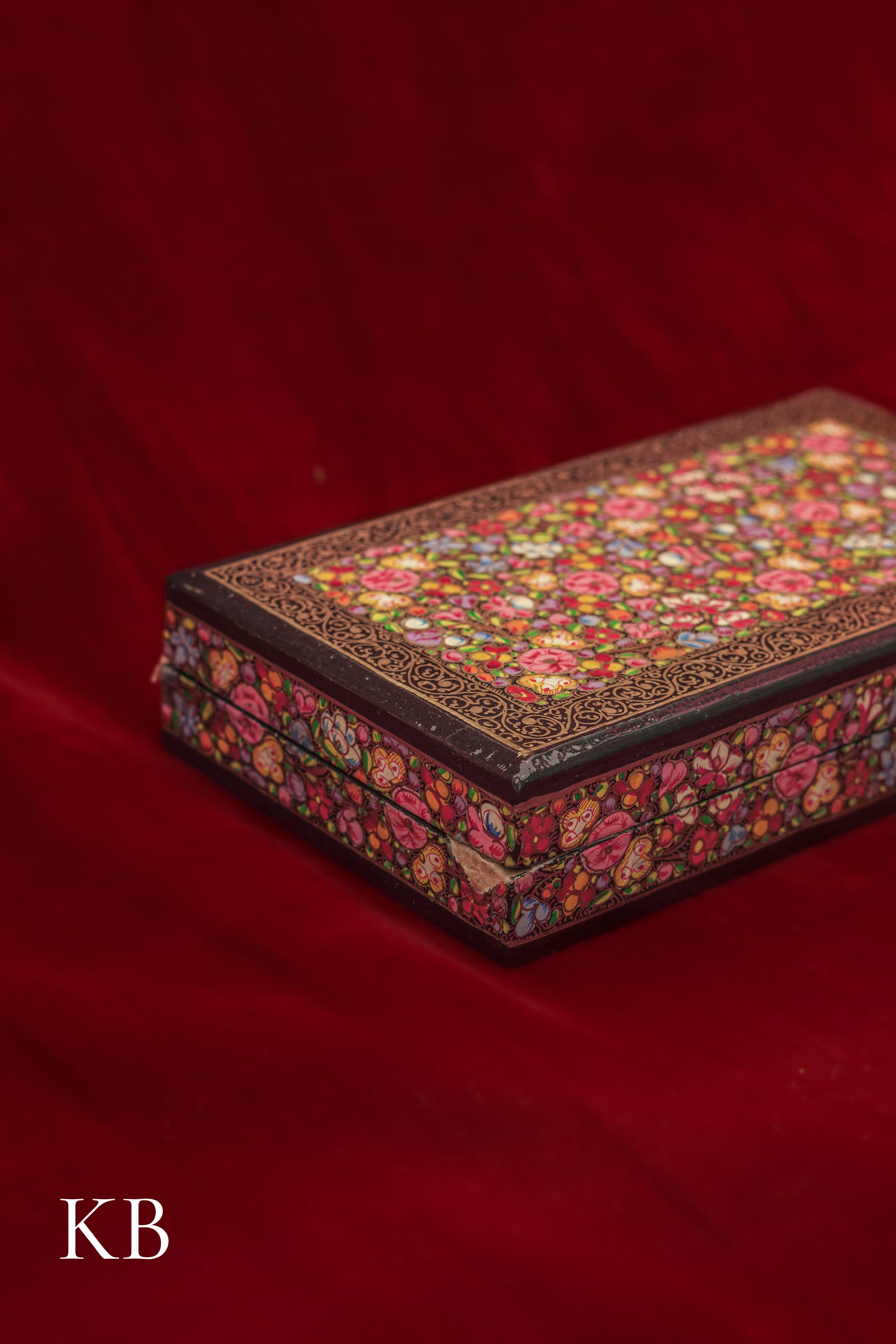 Kashmiri Papier Mâché Rectangular Box (Pink) | Artisan-Made | Handcrafted Heritage