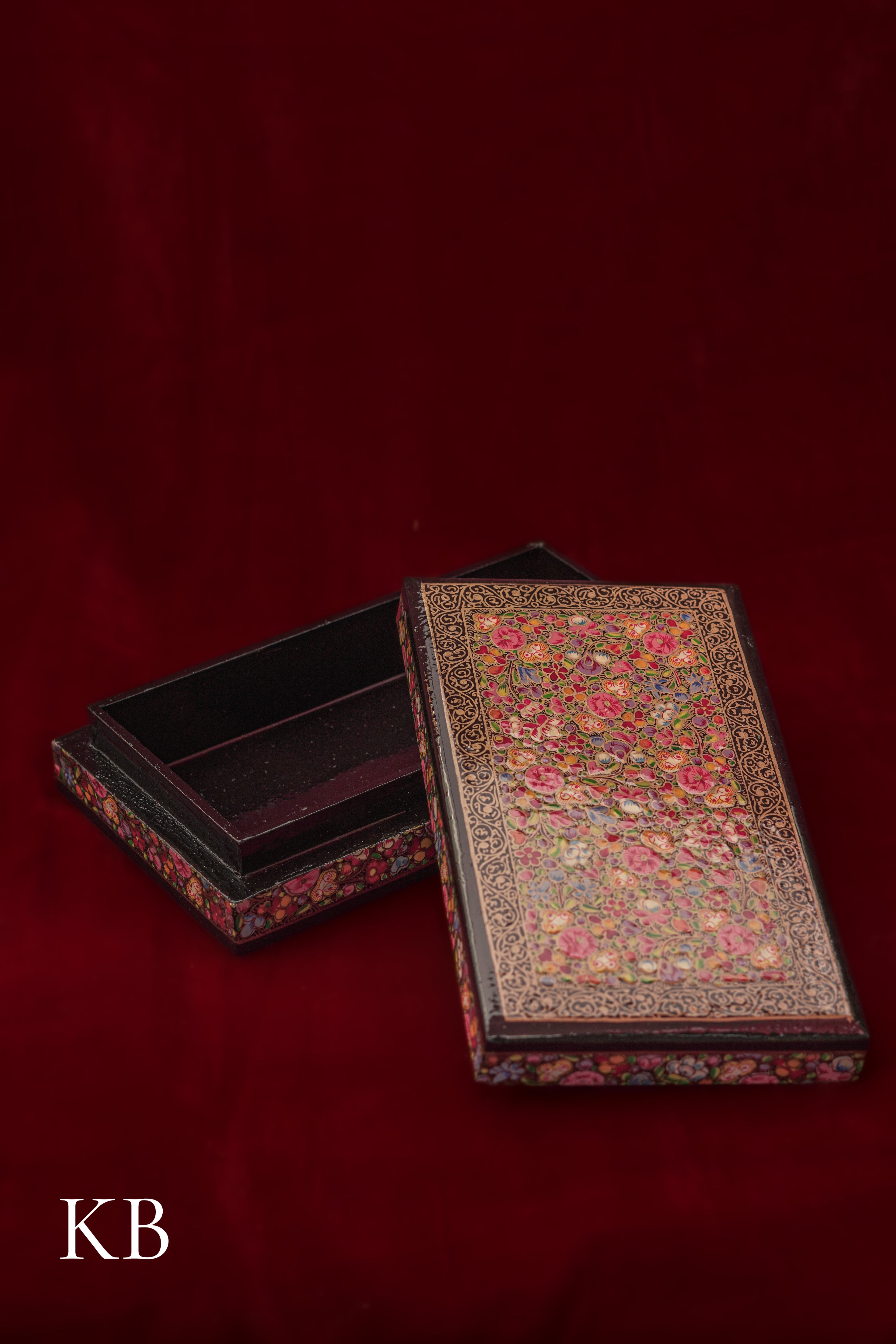 Kashmiri Papier Mâché Rectangular Box (Pink) | Artisan-Made | Handcrafted Heritage