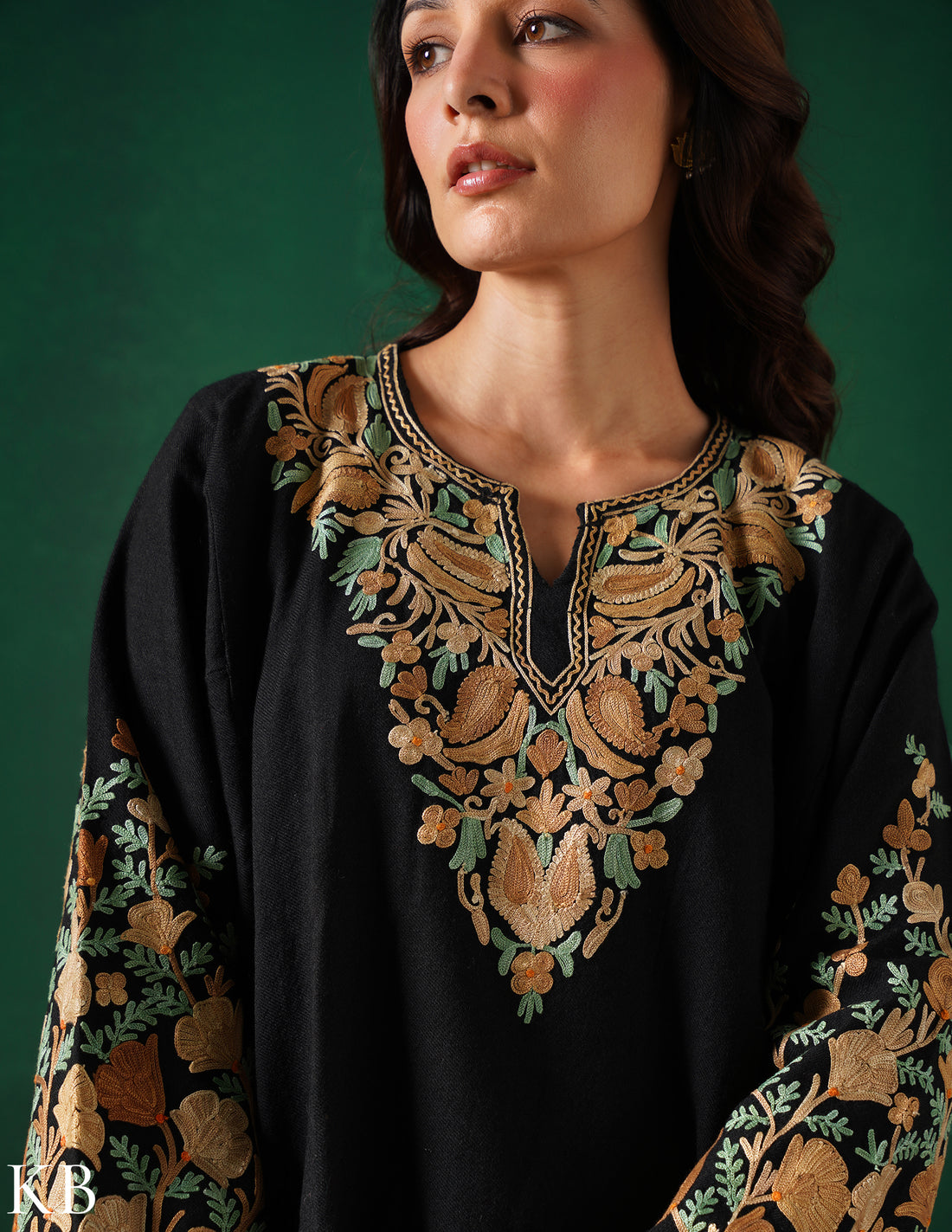 Rang-e-Khizan Pure Luxurious Wool Black Aari Phiran