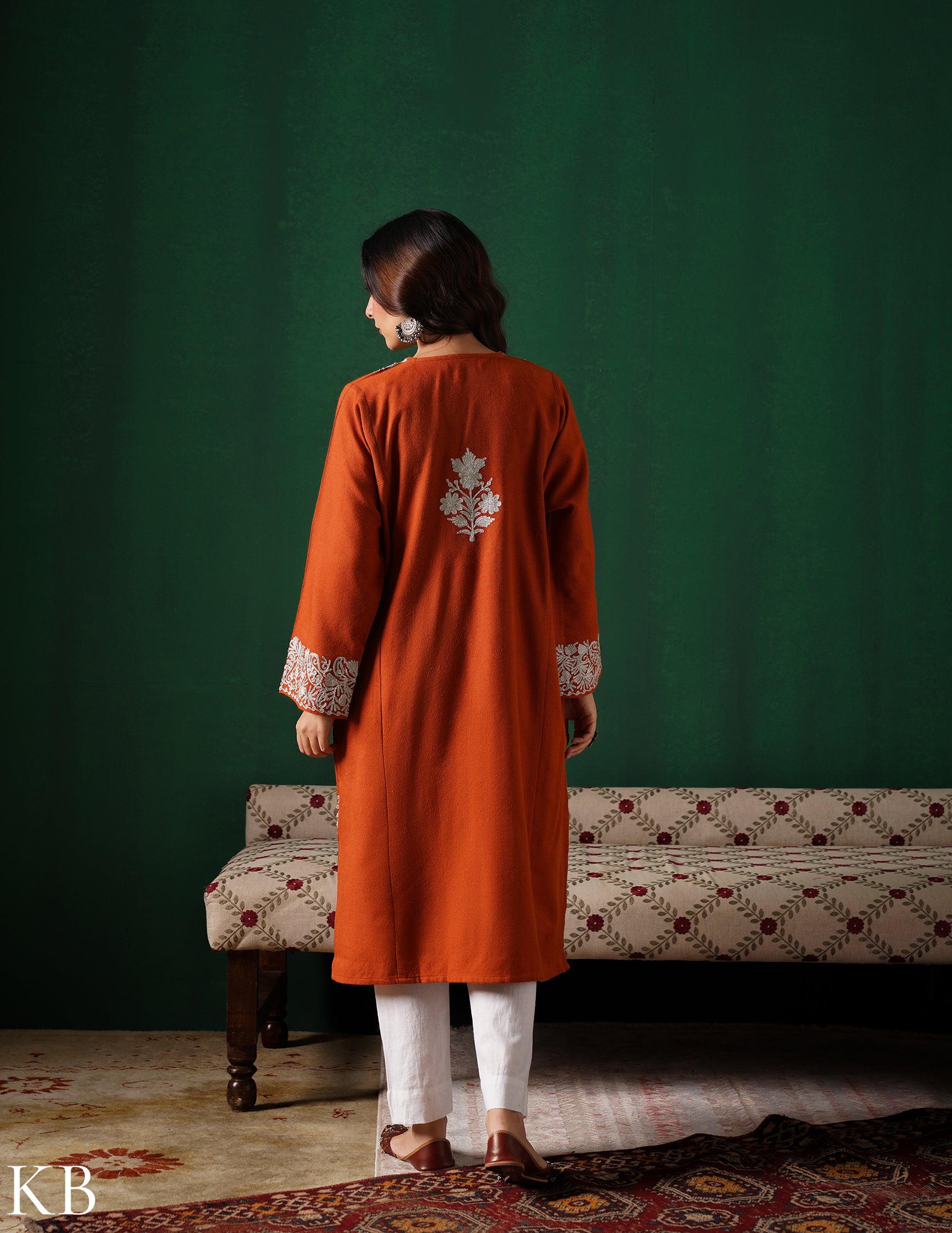 Rang-e-Khizan Rust Paisley Zari Phiran